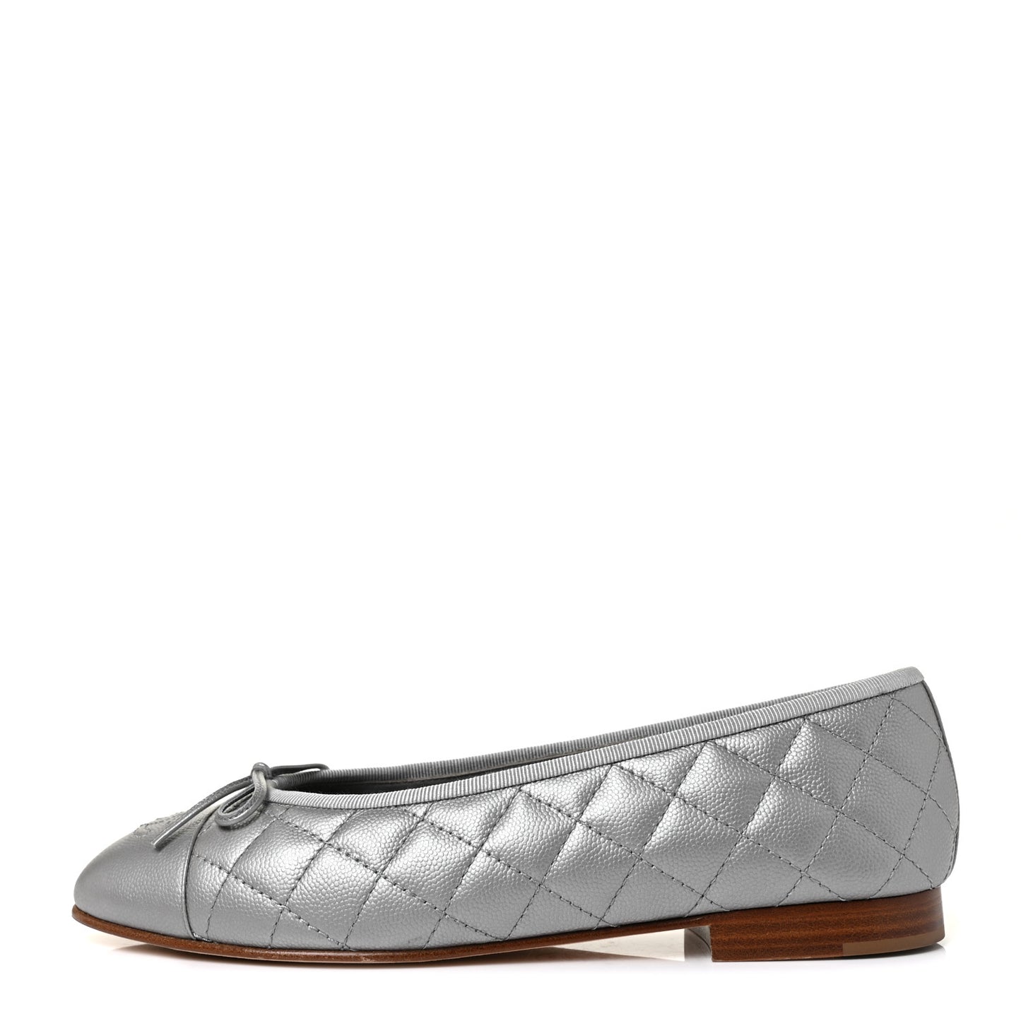 Crumpled Lambskin Quilted CC Ballerina Flats 40 Grey