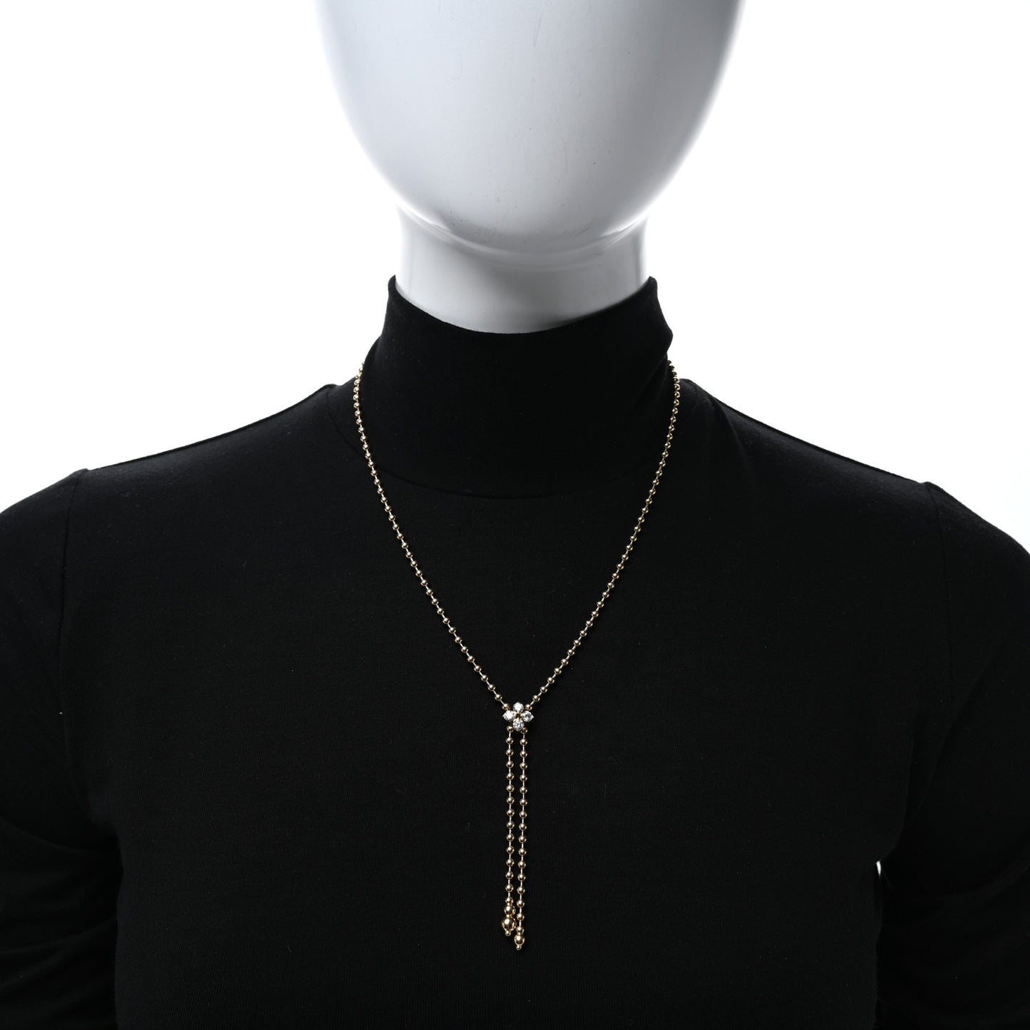 18K Yellow Gold Diamond Love in Verona Flower Zipper Necklace