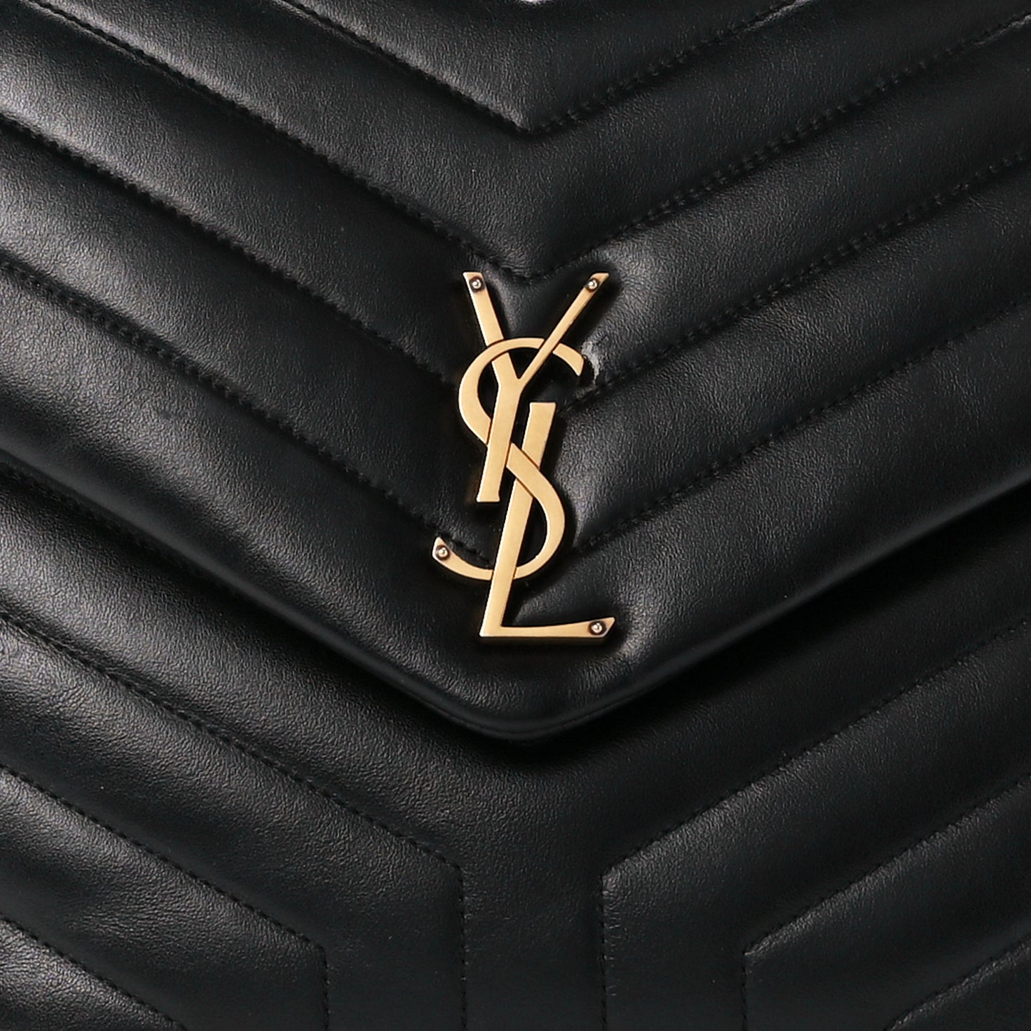 Calfskin Y Quilted Monogram Large Loulou Chain Satchel Black
