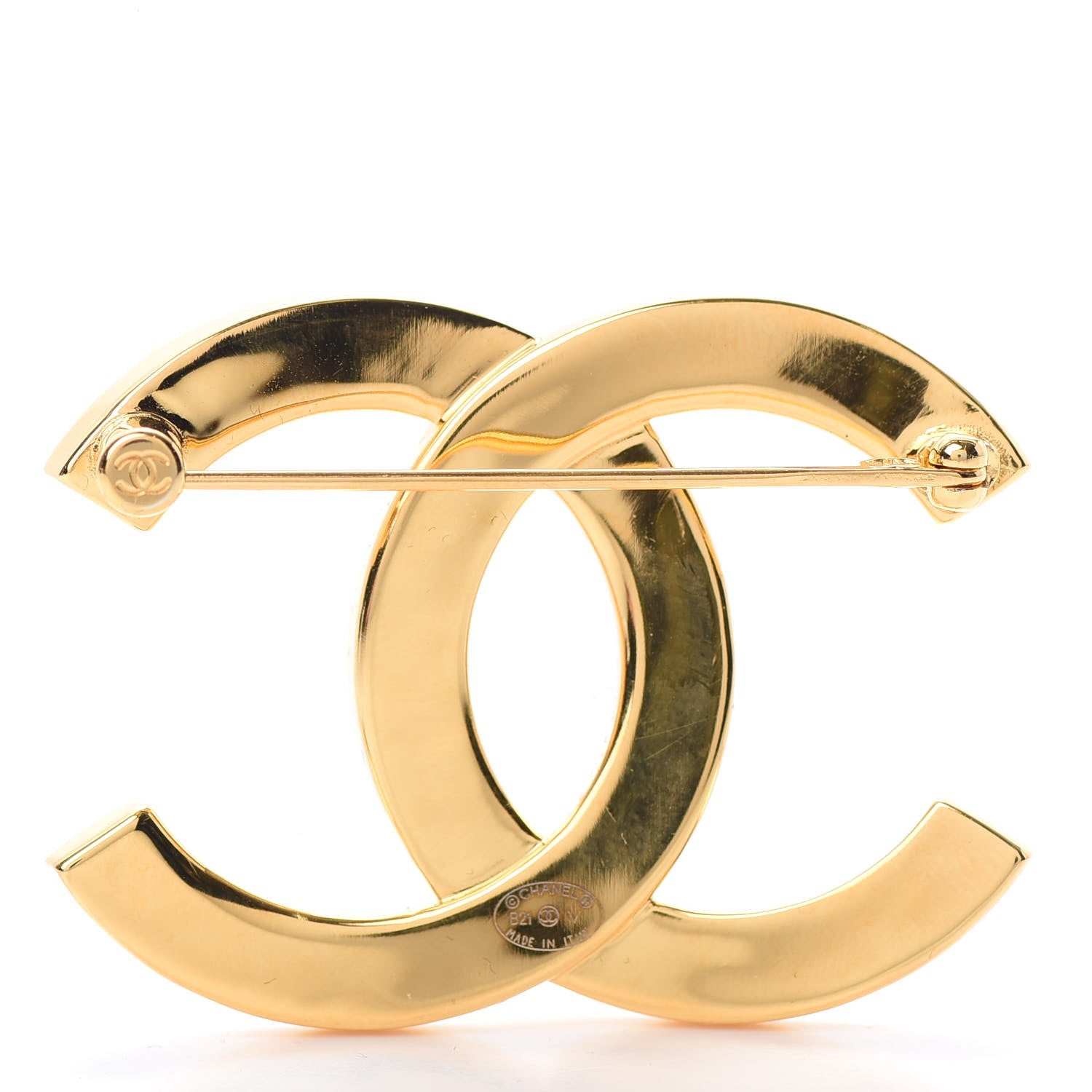 Chanel Metal Paris Button CC Large Brooch Gold 3 of 5
