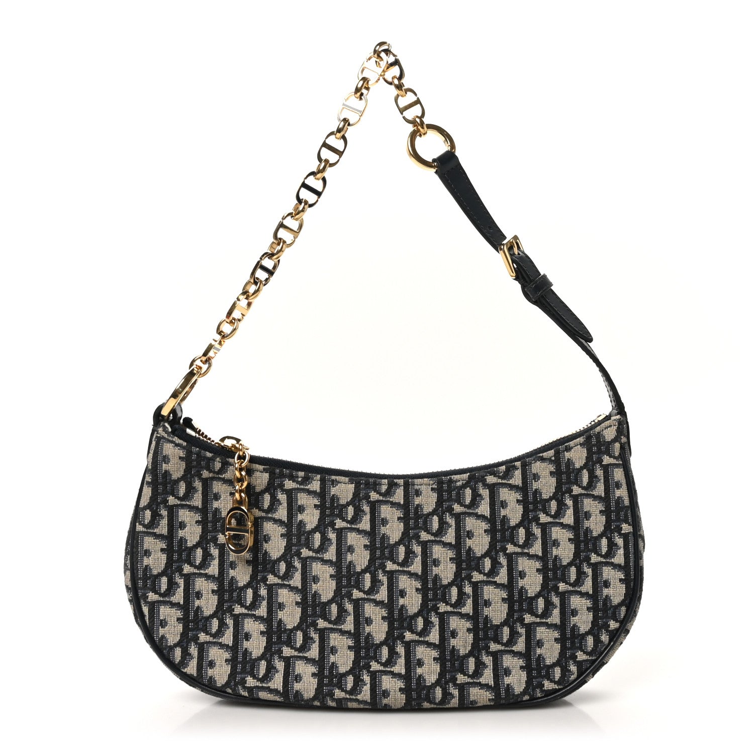 Dior クリスチャンディオール CD スコート CD Icon Zipped Pouch with Strap Black Grained Calfskin | DIOR