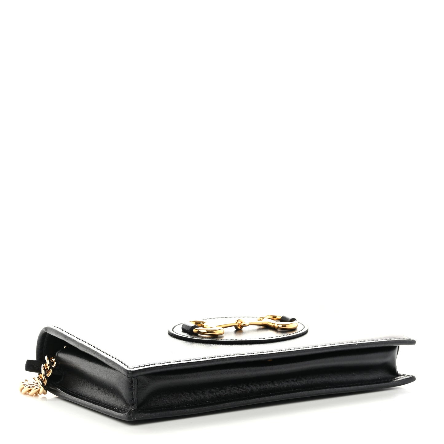 Boarded Plutone Calfskin Horsebit 1955 Wallet On Chain Black