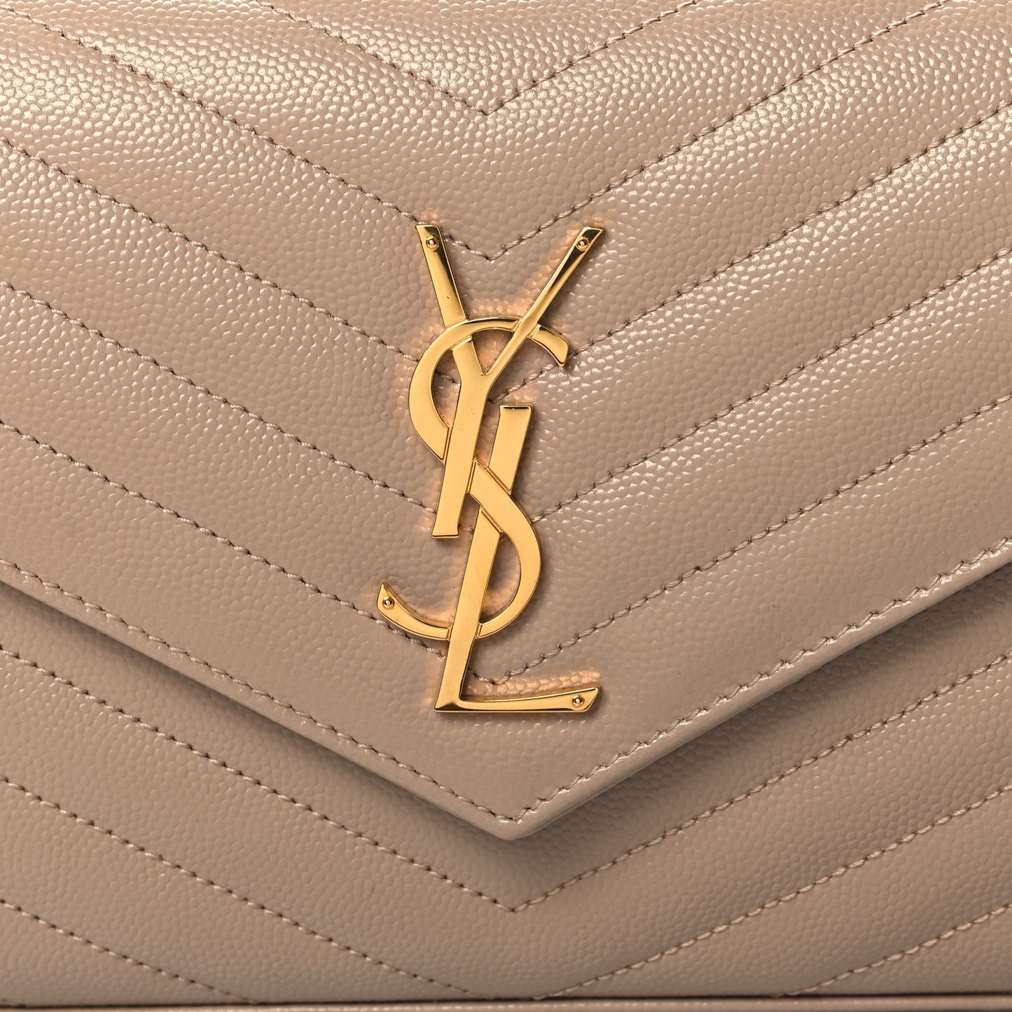 Grain De Poudre Matelasse Chevron Monogram Chain Wallet Nude Powder