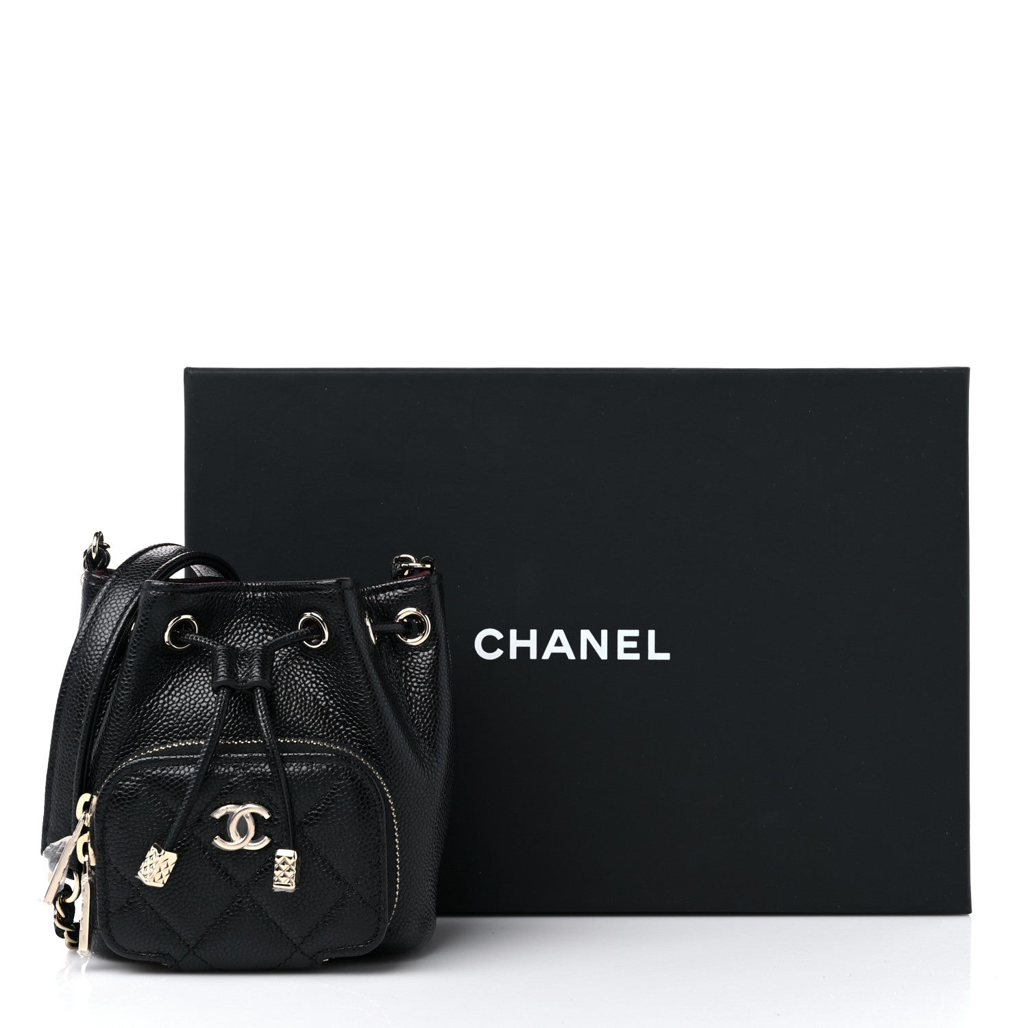 Chanel Caviar Quilted Mini CC Pocket Bucket Bag Black 10 of 10