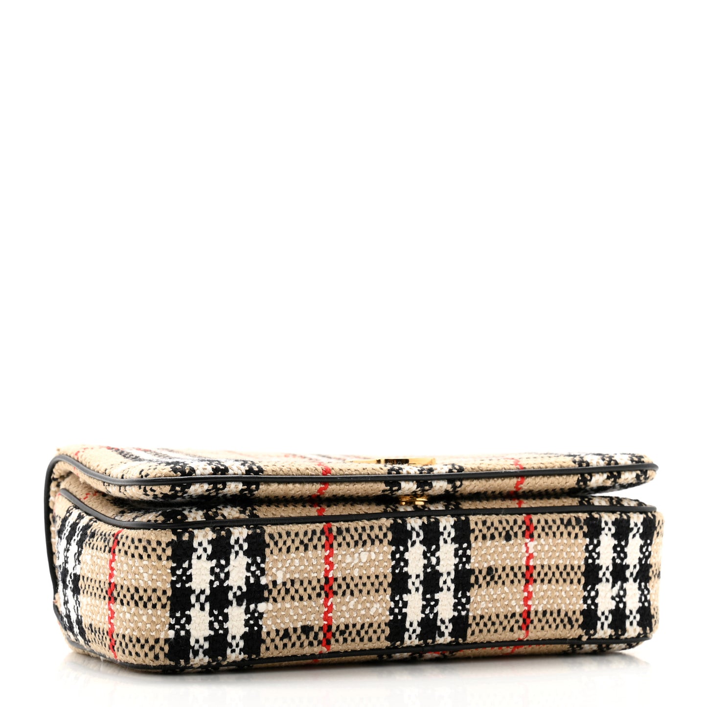Calfskin Boucle Check Small Lola Chain Bag Archive Beige