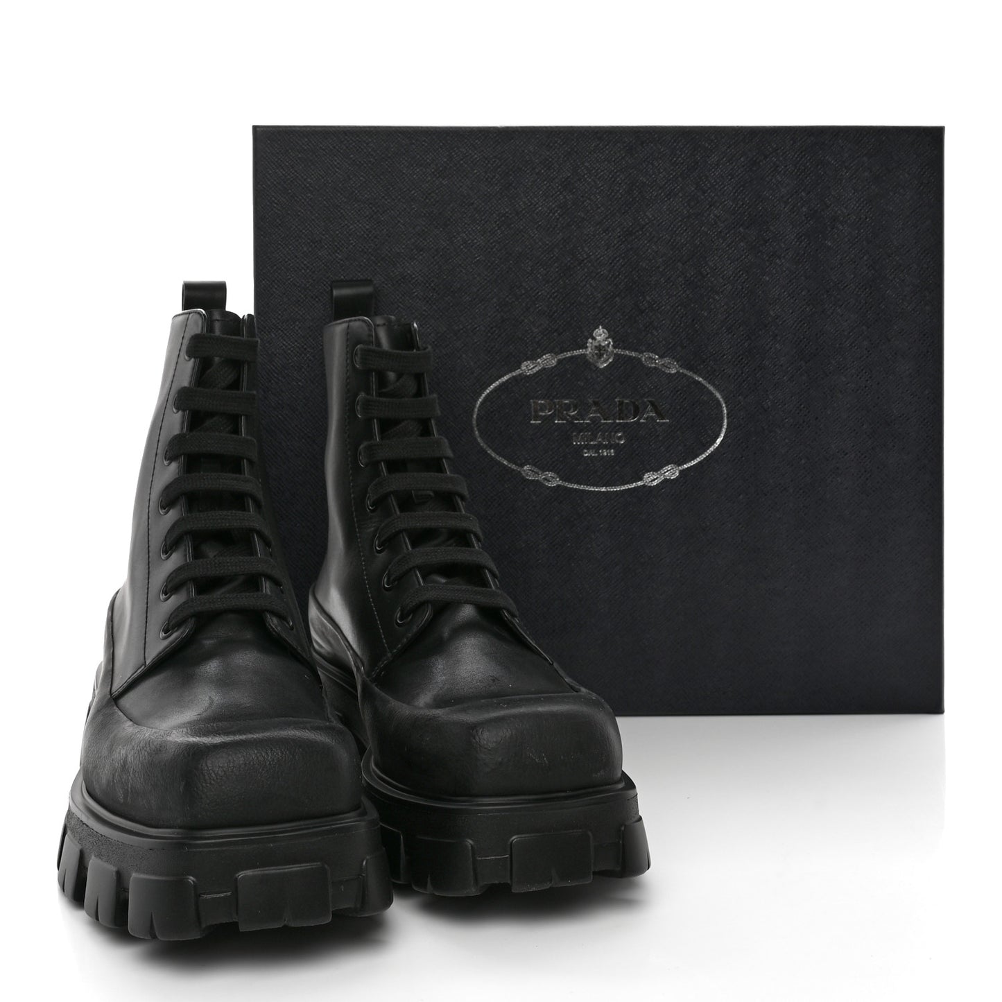 Vitello Mens Lug Sole 45mm Combat Boots 9 Black