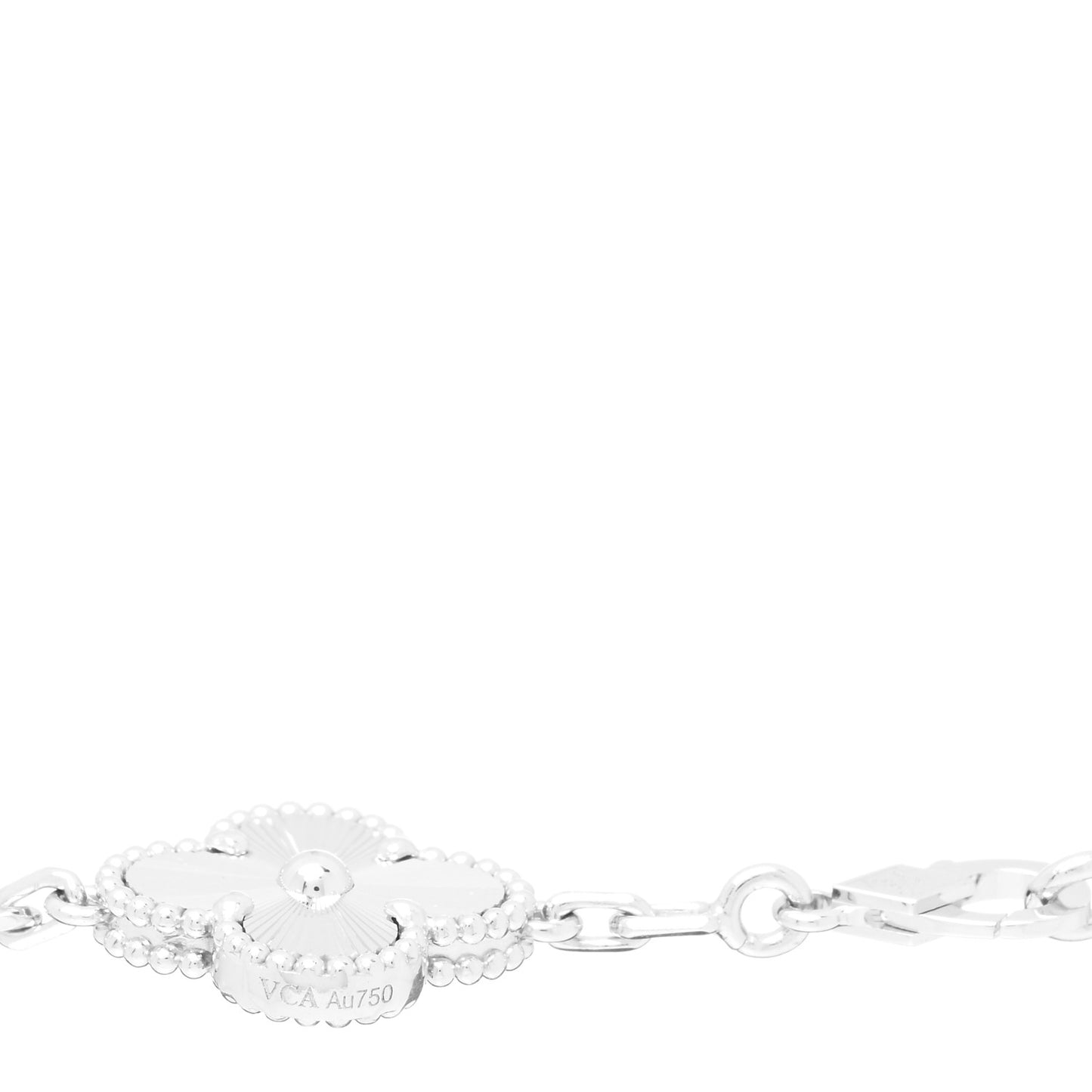 18K White Gold 5 Motifs Guilloche Vintage Alhambra Bracelet