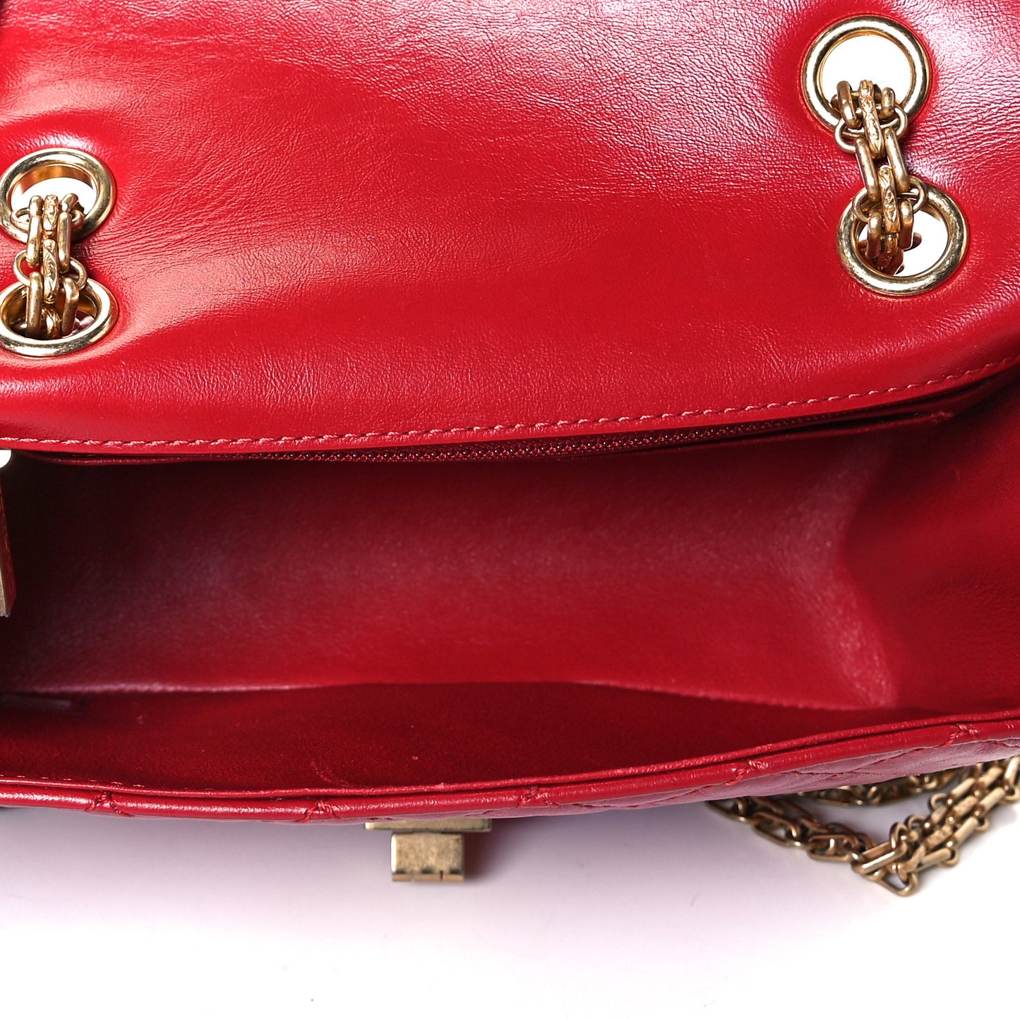 Aged Calfskin Quilted 2.55 Reissue Mini Flap Red