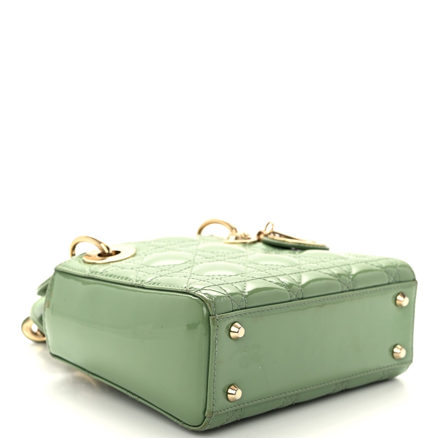 Patent Cannage Mini Lady Dior Mint Green