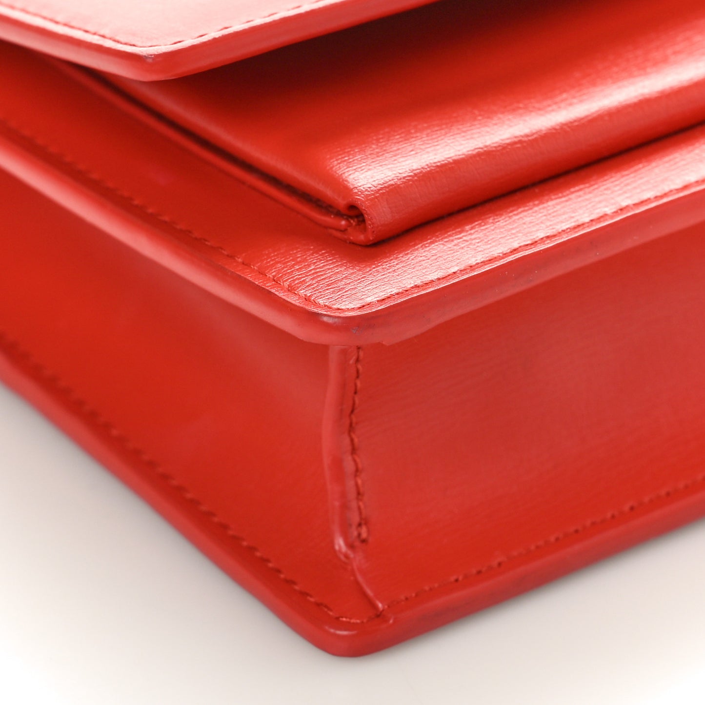 Calfskin Monogram Sunset Chain Wallet Rosso