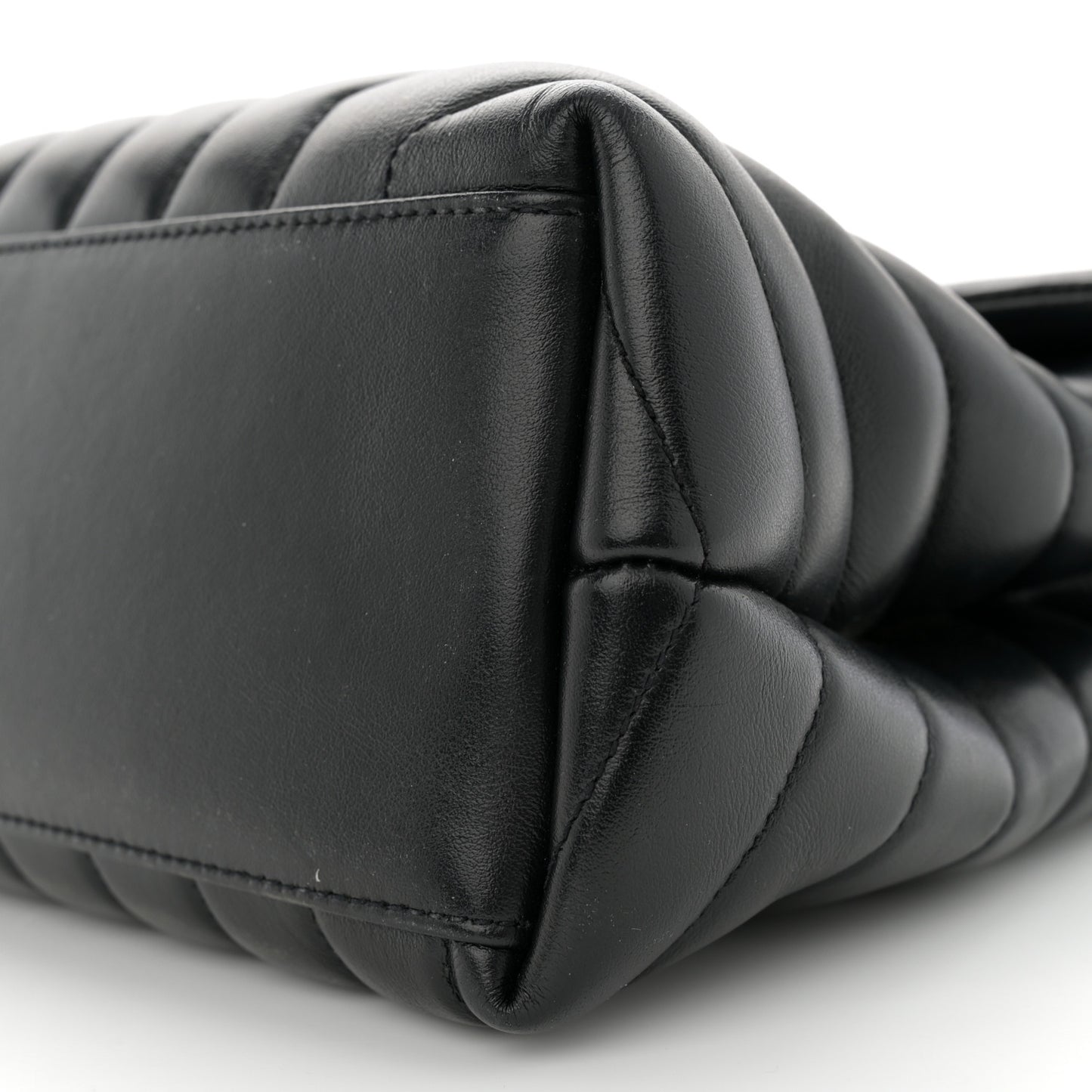 Calfskin Y Quilted Monogram Medium Loulou Chain Satchel Black
