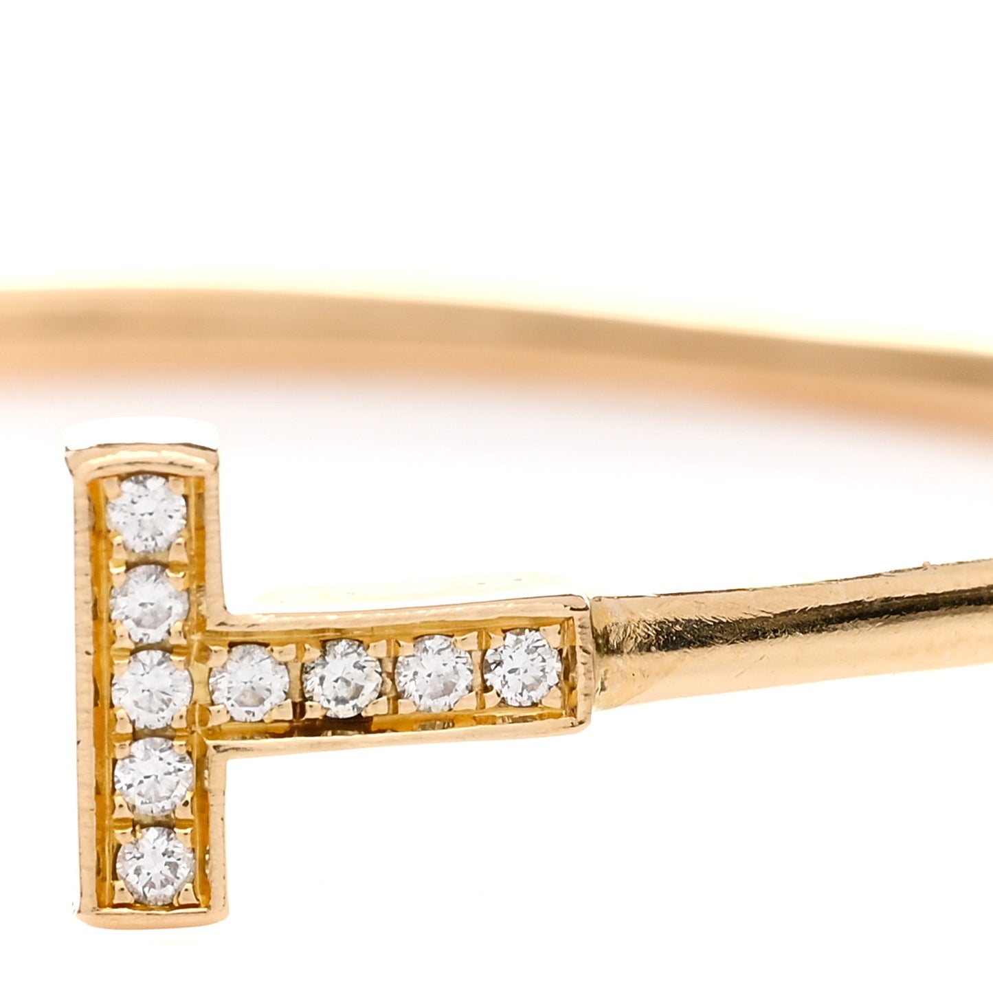 18K Yellow Gold Diamond T Wire Bracelet