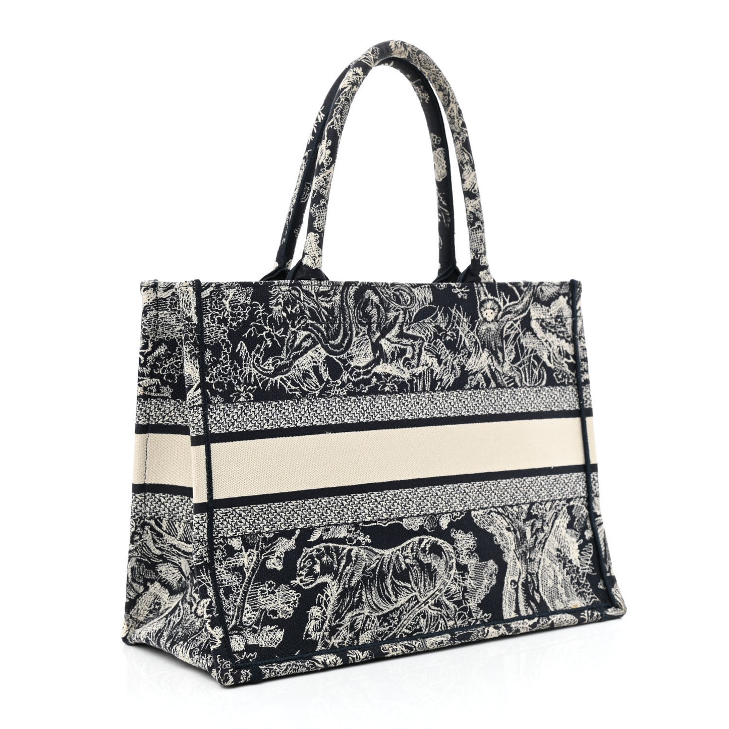 Canvas Embroidered Medium Dioriviera Toile De Jouy Reverse Book Tote Blue