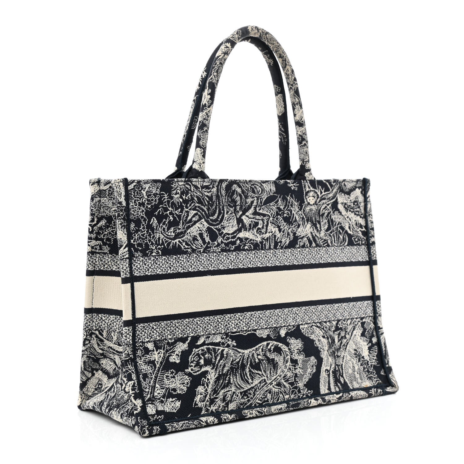 Christian Dior Canvas Embroidered Medium Dioriviera Toile De Jouy Reverse Book Tote Blue 3 of 10