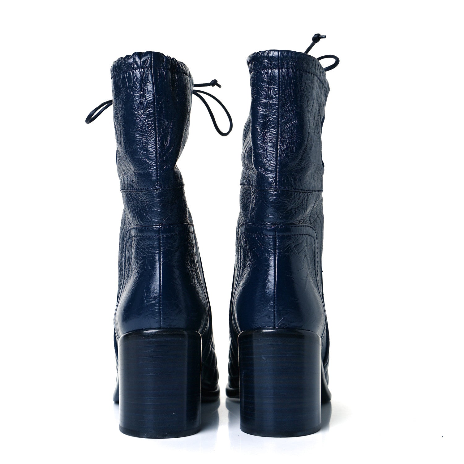 Chanel Crumpled Calfskin Quilted Cap Toe Short Boots 39.5 Blue Black 5 of 8