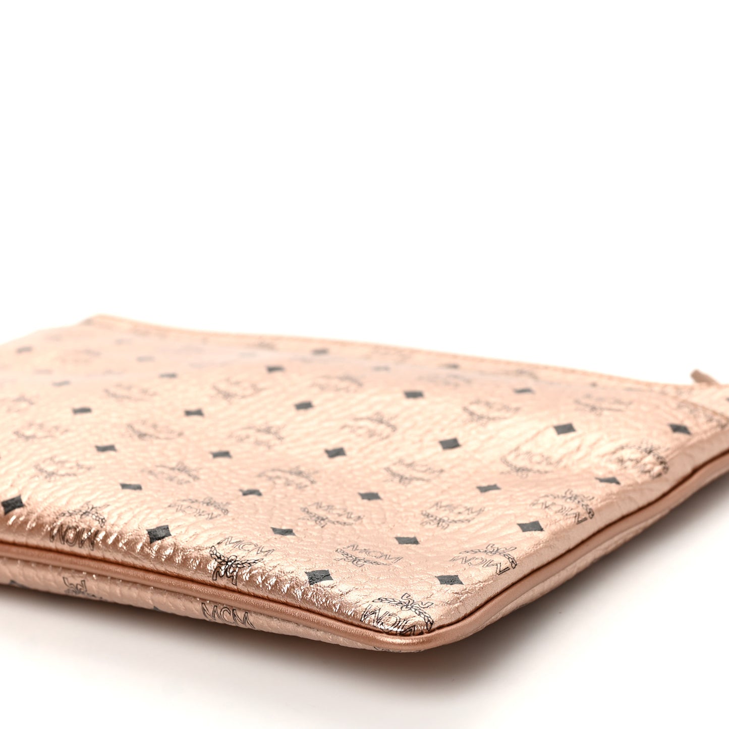 Metallic Visetos Medium Crossbody Pouch Champagne