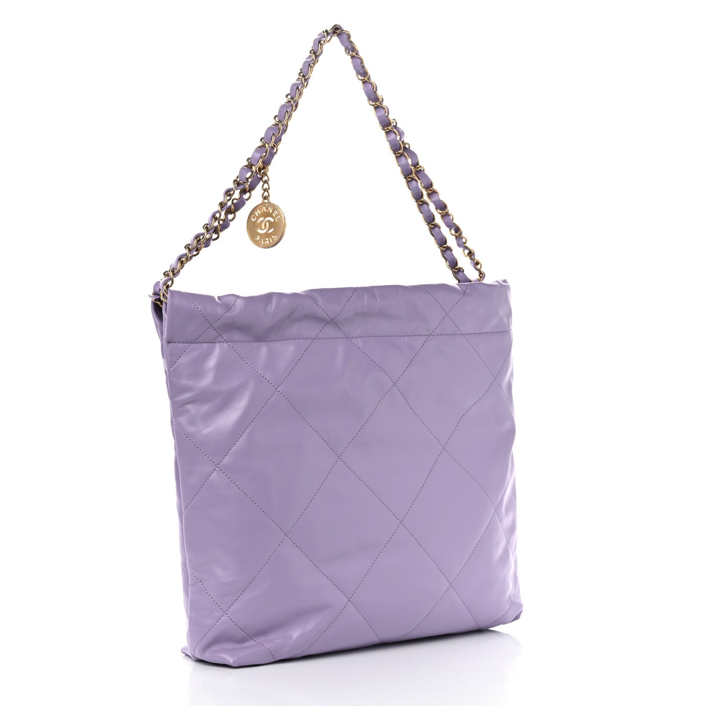 Shiny Calfskin Quilted Small Chanel 22 Light Purple