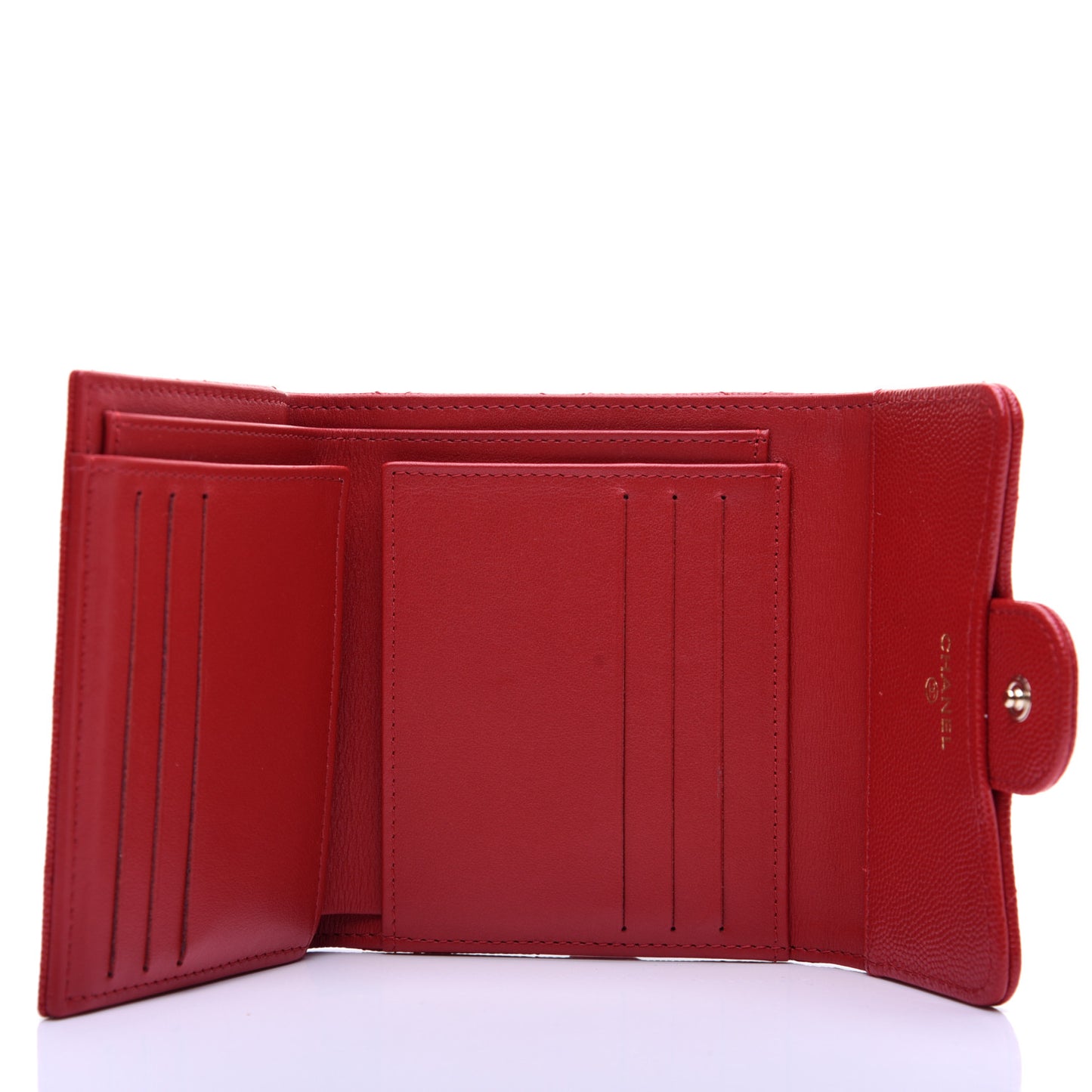 Caviar Quilted Small Flap Wallet Red