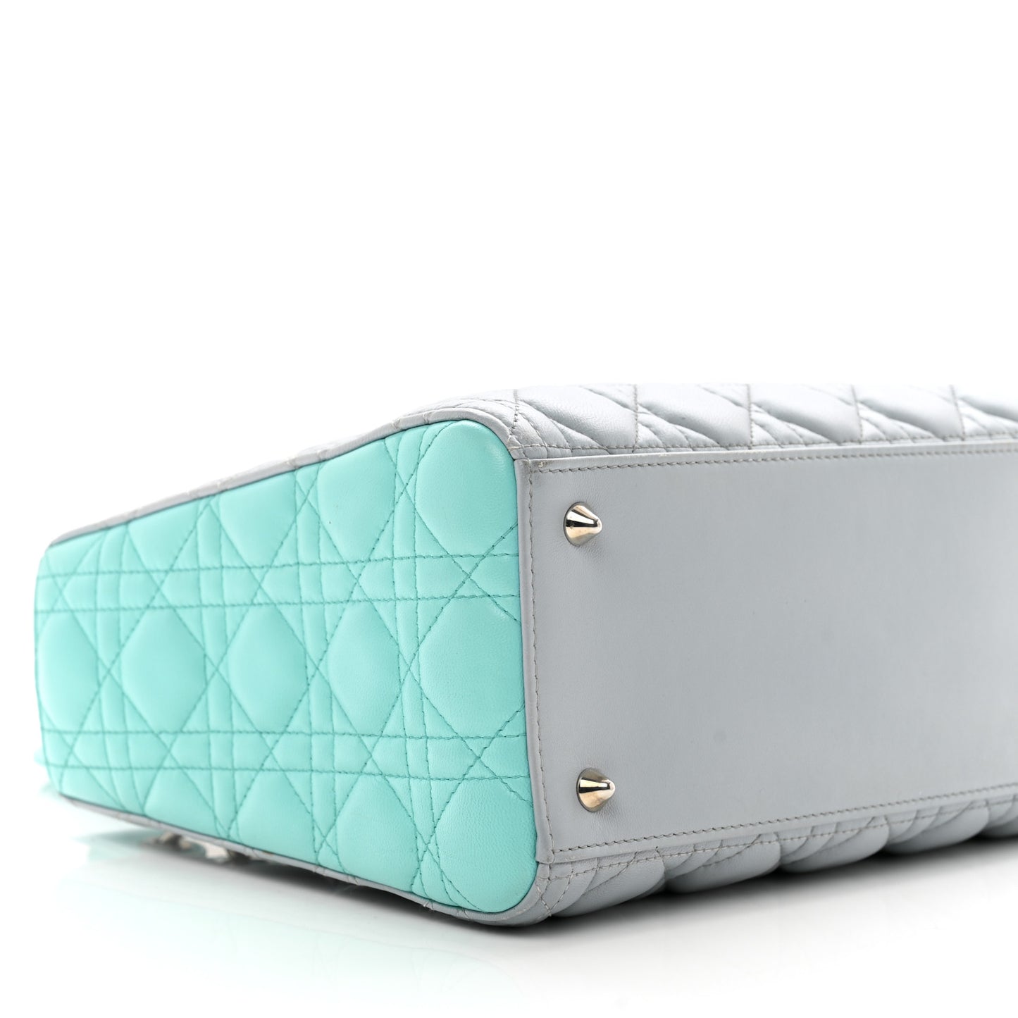 Lambskin Cannage Medium Bi-Color Lady Dior Grey Turquoise
