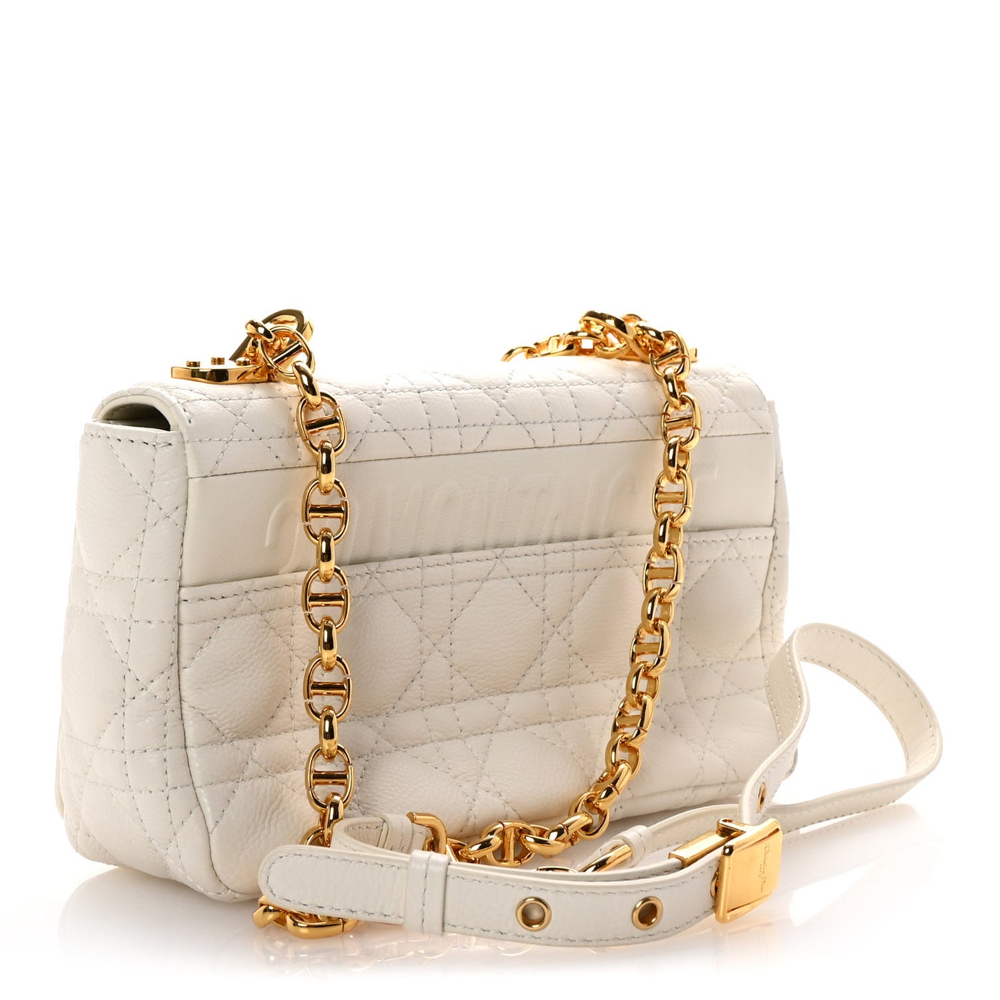 Calfskin Cannage Small Caro Bag Ivory