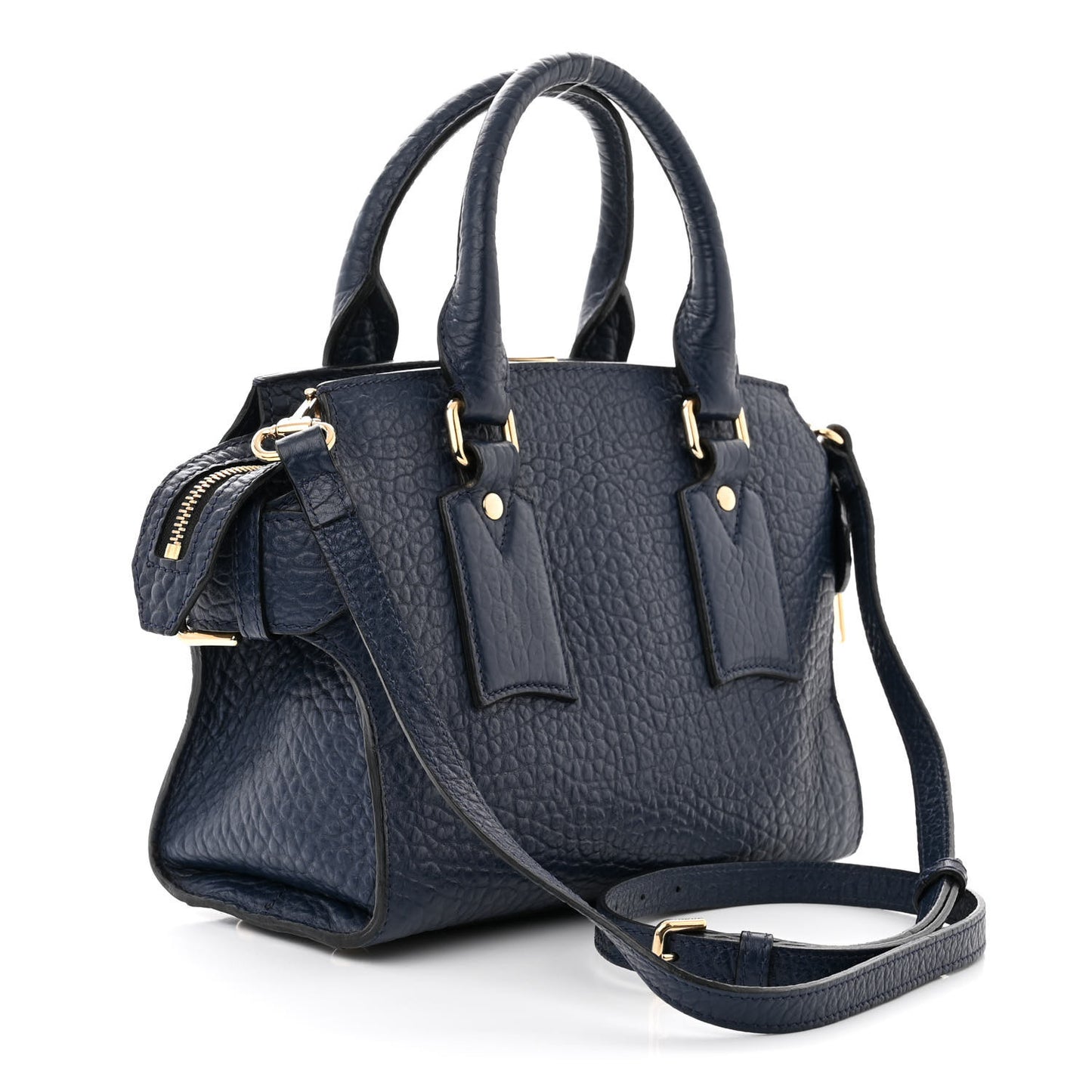 Signature Grain Small Clifton Bag Navy Blue
