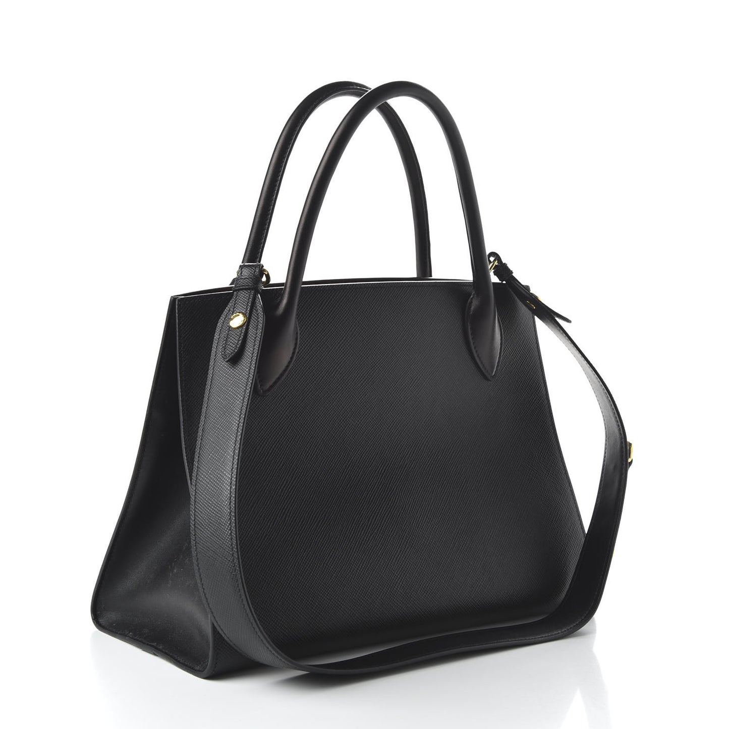 Saffiano Cuir Calfskin Medium Monochrome Top Handle Tote Black