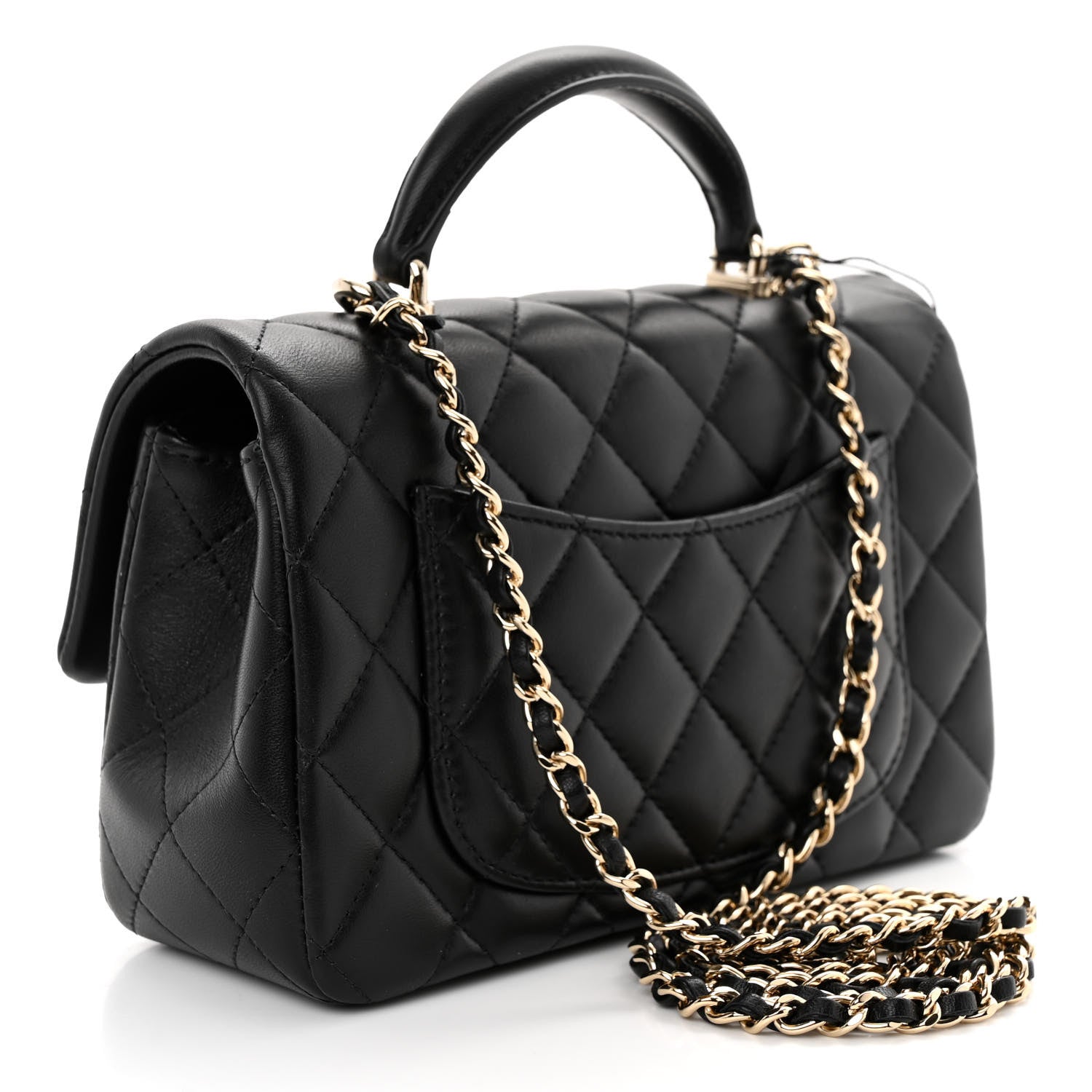 Chanel Lambskin Quilted Mini Top Handle Rectangular Flap Black 3 of 10