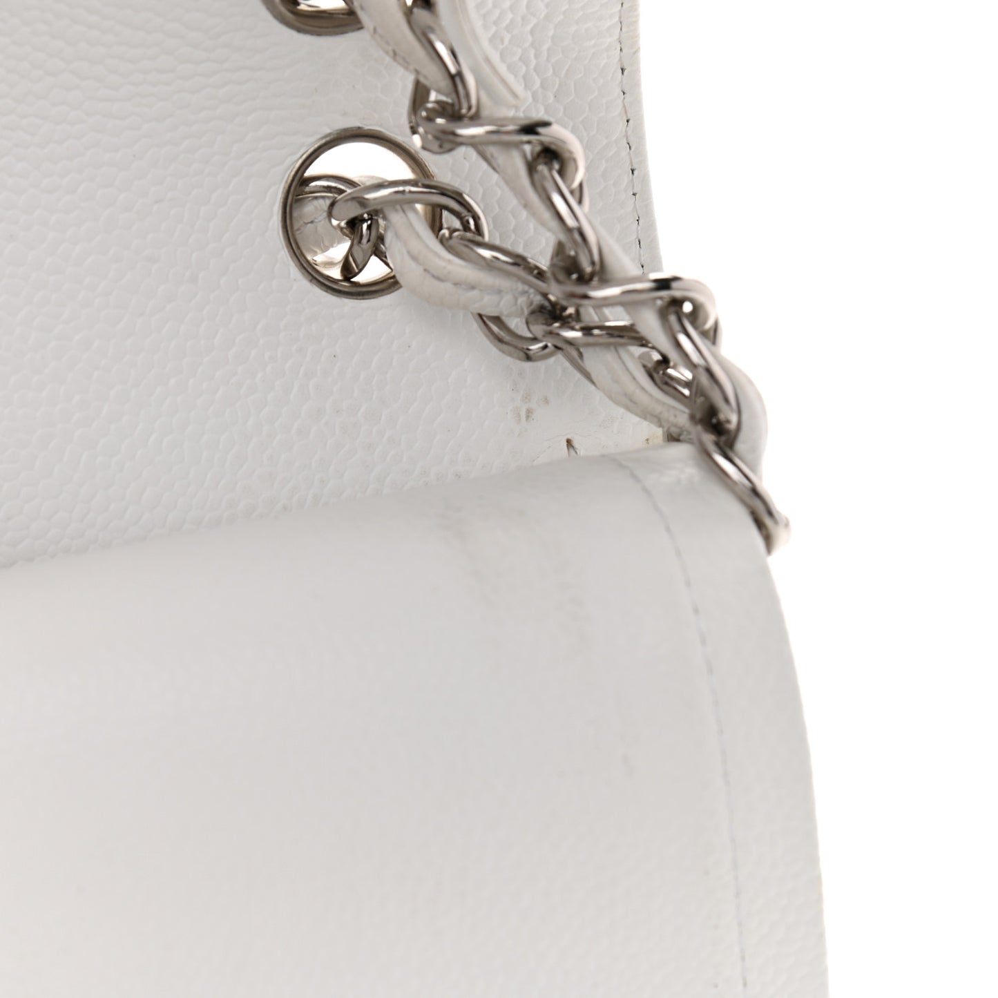 Caviar Quilted Jumbo Double Flap White