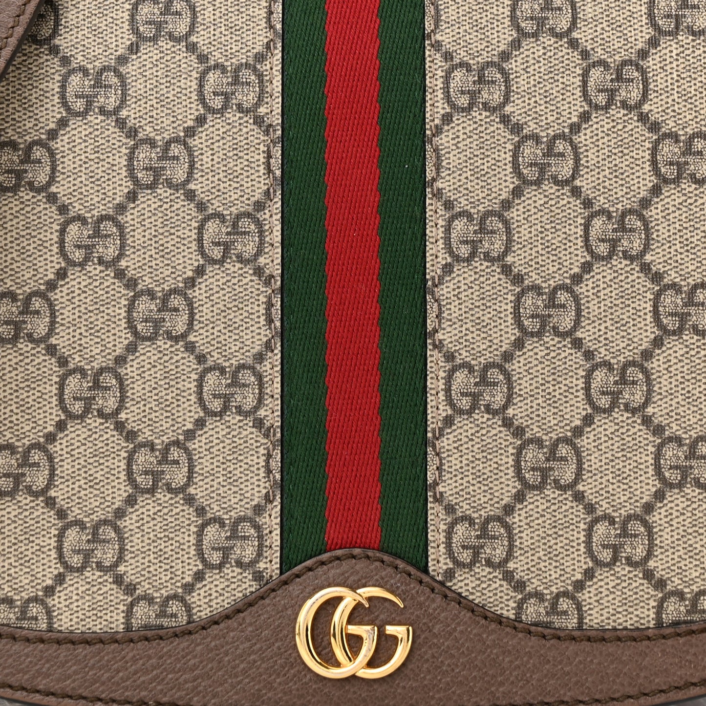 GG Supreme Monogram Web Small Ophidia Flap Messenger Bag Brown