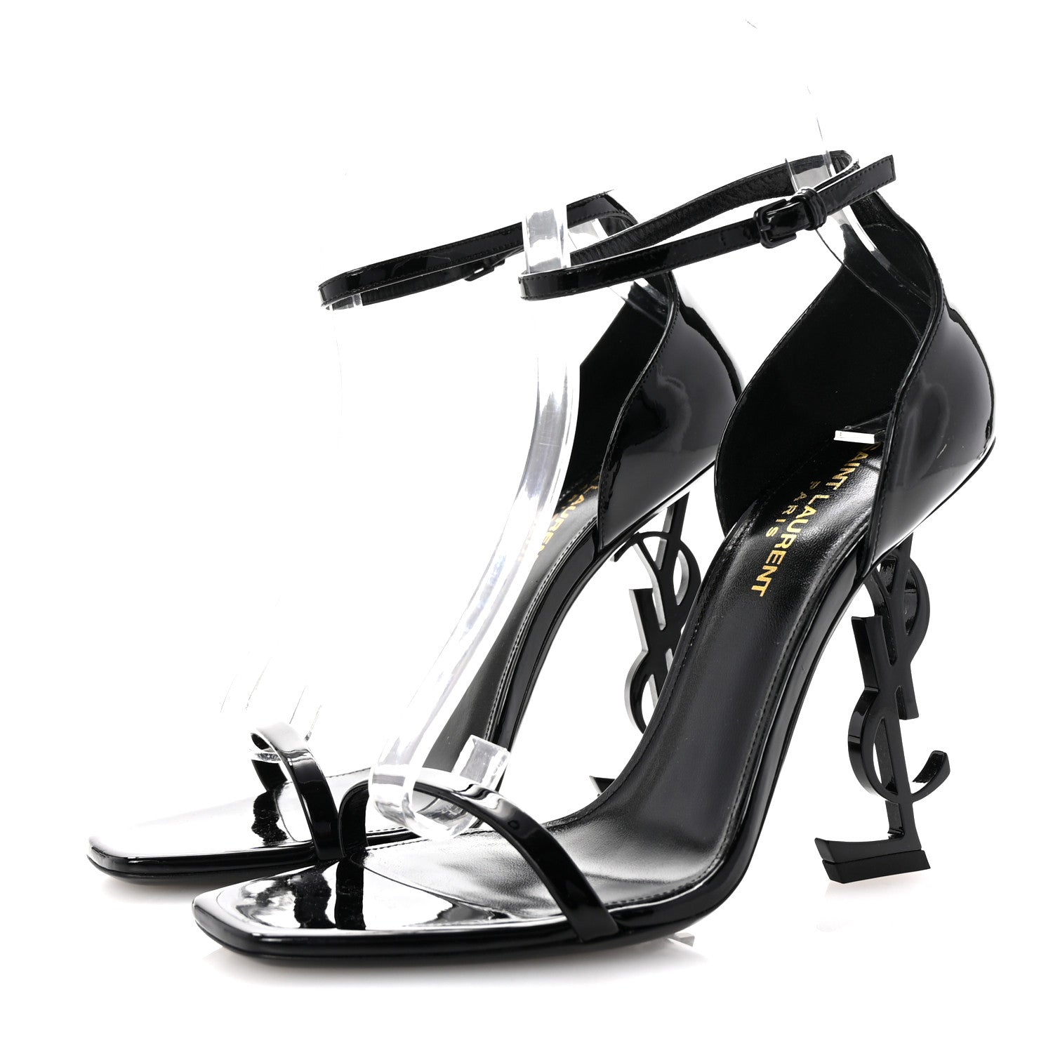 Saint Laurent Patent Calfskin Opyum 110 Sandals 38.5 Black 4 of 9