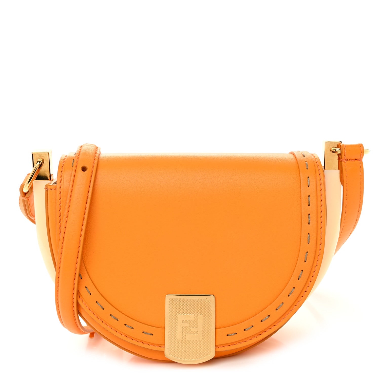 Fendi Vitello King Plexiglass Moonlight Shoulder Bag Clementine 1 of 10