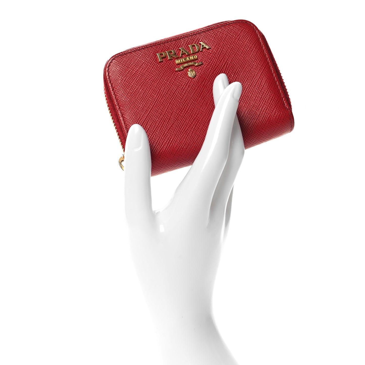 Saffiano Metal Zip Coin Purse Fuoco