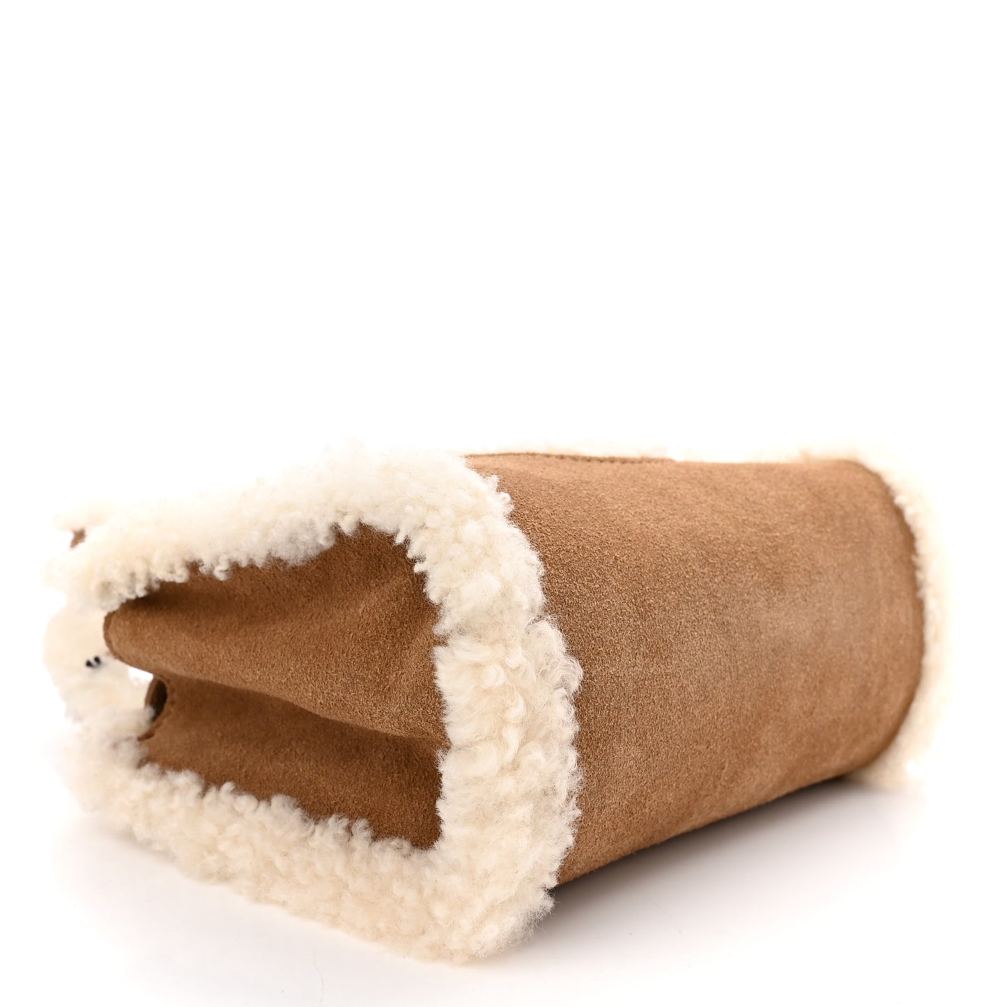 X UGG Suede Shearling Small Shopping Bag Chestnut