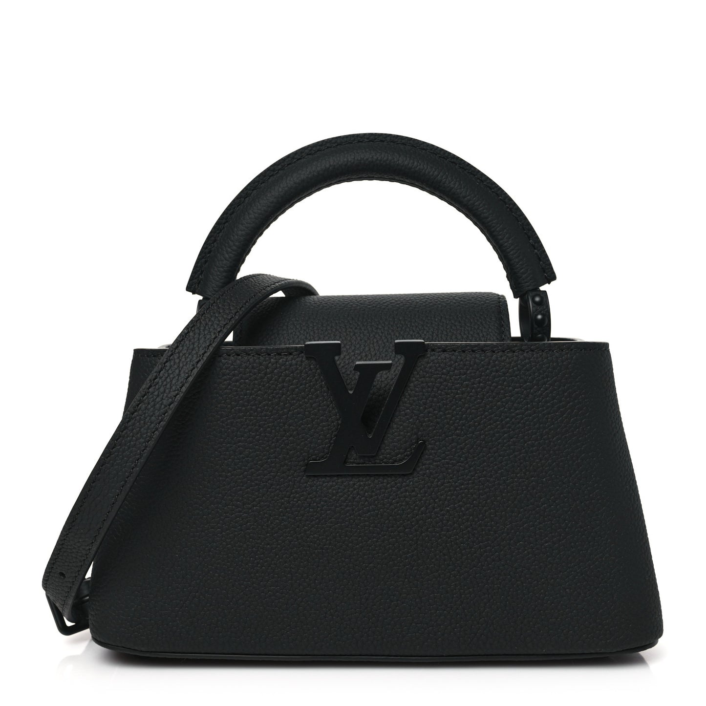 Matte Taurillon Capucines East West Mini All Black