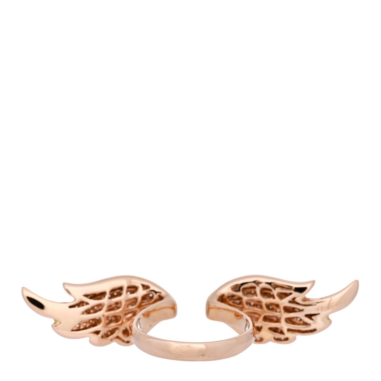 18K Rose Gold Diamond Double Wing Ring 54 7