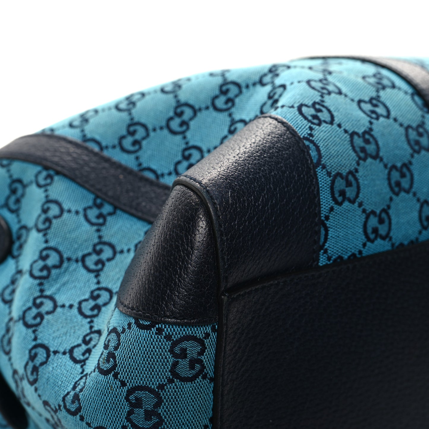 GG Supreme Monogram Azalea Calfskin Retro Interlocking G Duffle Bag Light Blue