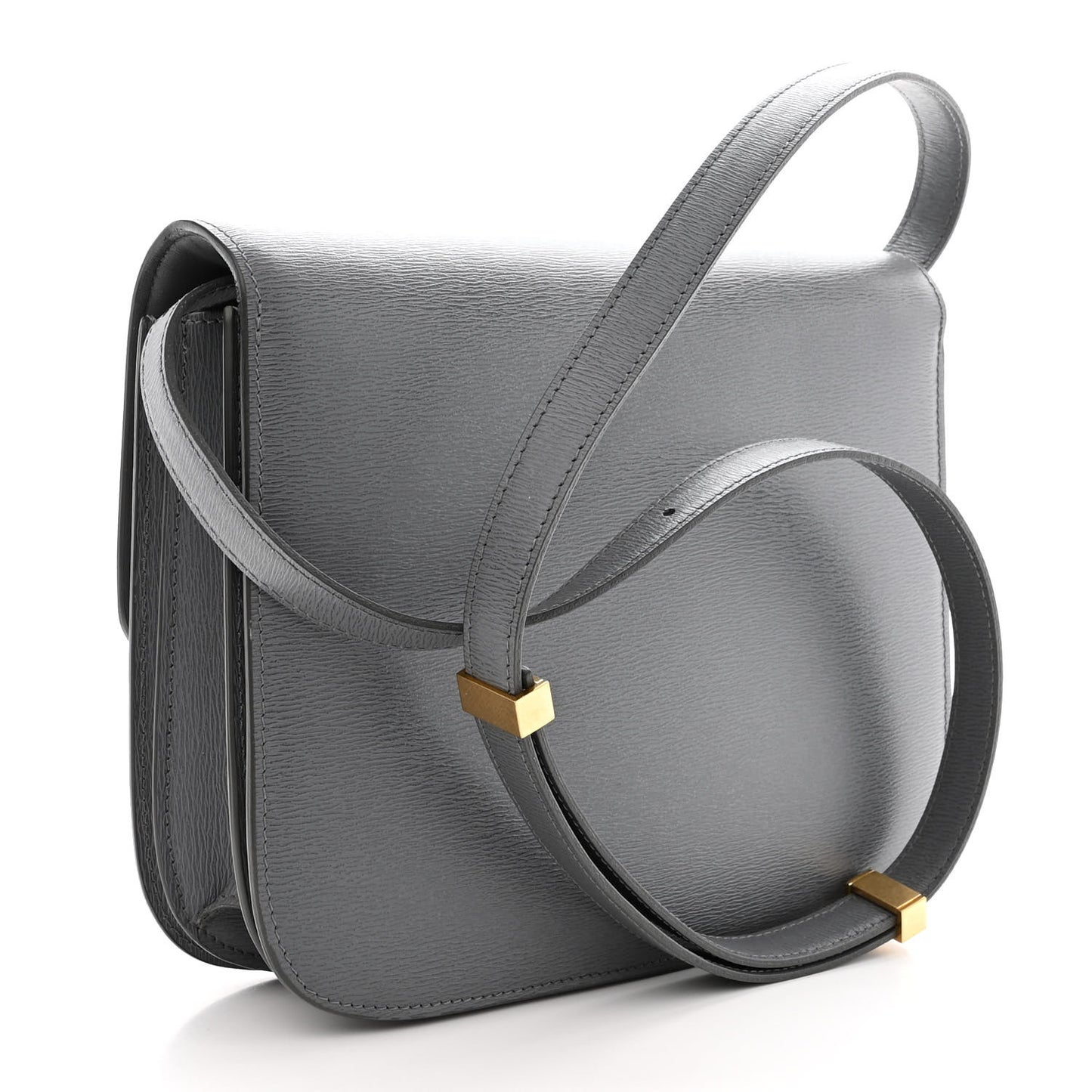Liege Calfskin Medium Classic Box Flap Bag Medium Grey