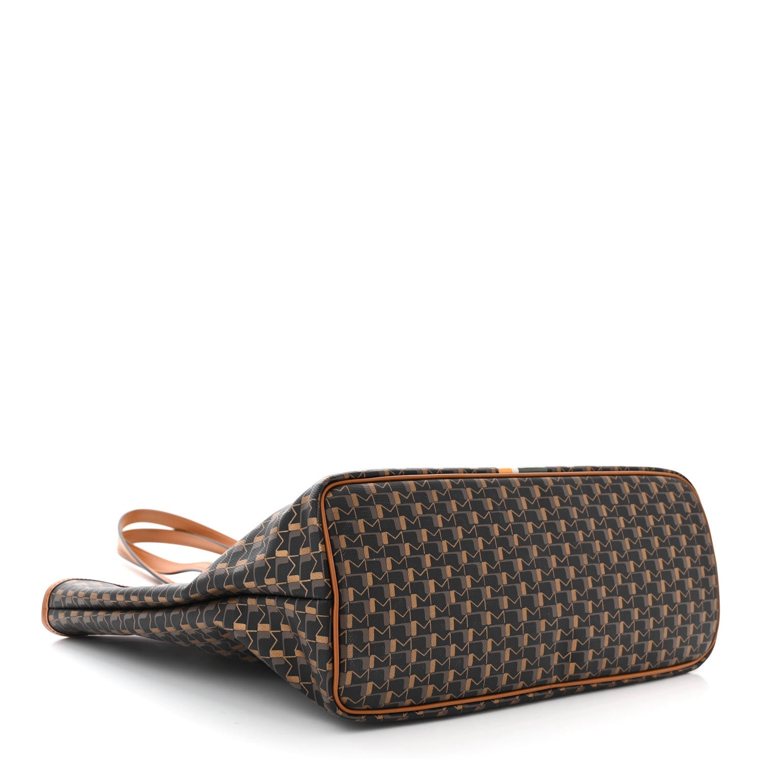 Moynat Grained Calfskin Canvas 1920 Oh! Tote Ruban MM Carbon Bronze Cognac 4 of 10