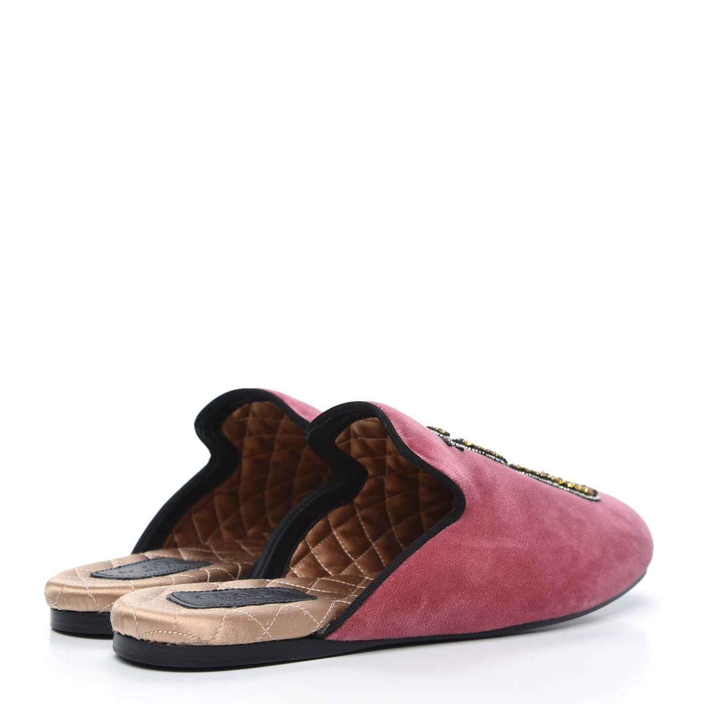 Velvet Embellished Evening Slippers 35.5 Pink