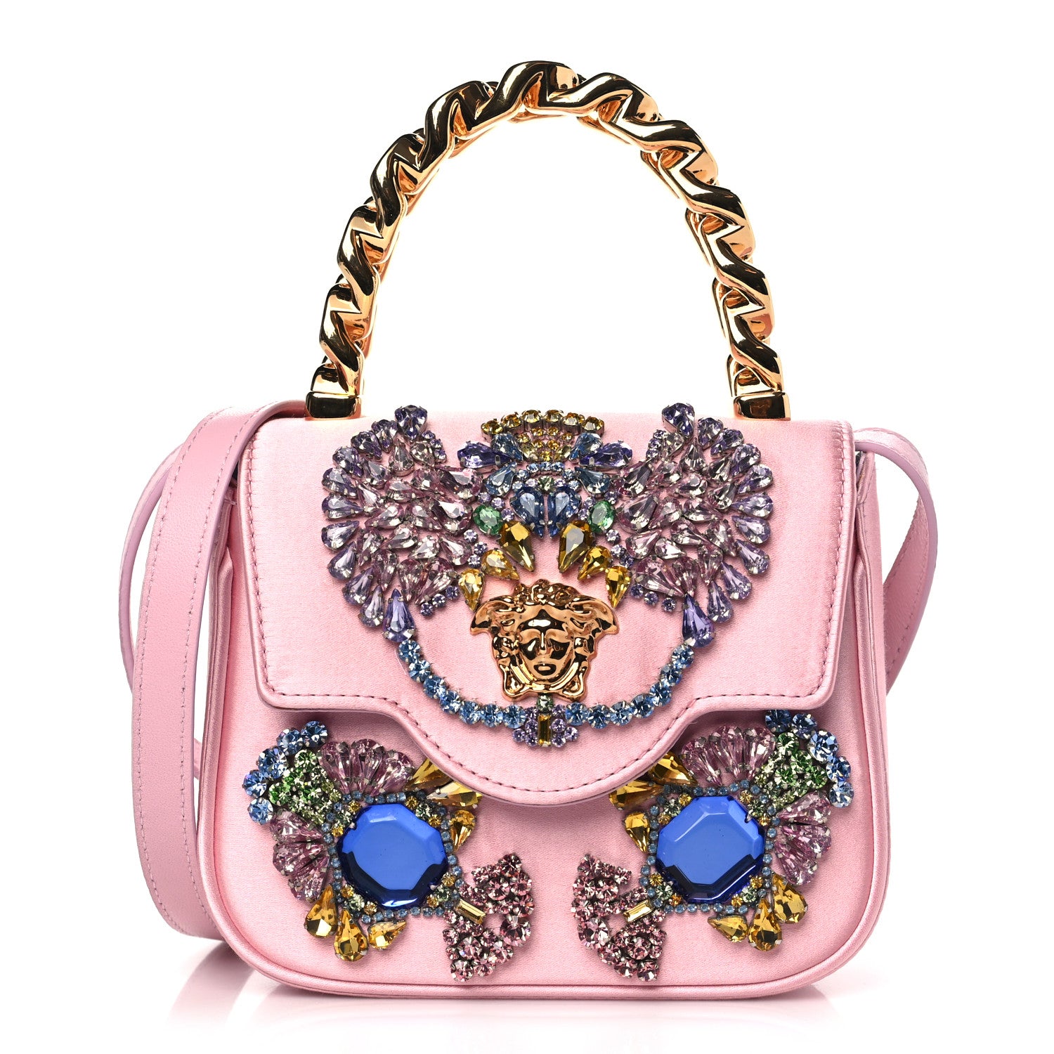Versace Satin Crystal Studded Mini La Medusa Bag English Rose 1 of 9