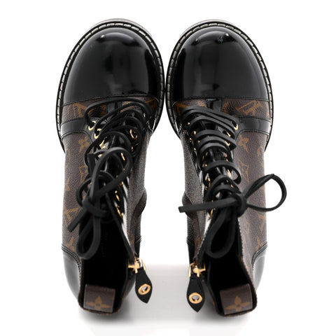 Patent Calfskin Monogram Star Trail Ankle Boots 39 Black