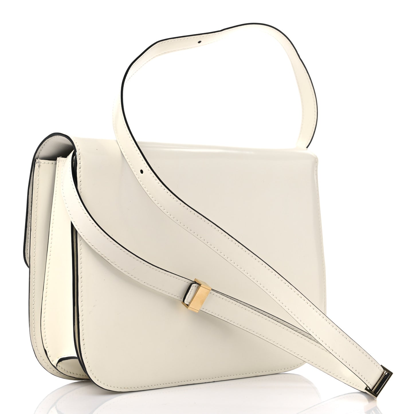 Spazzolato Calfskin Medium Classic Box Flap Bag White