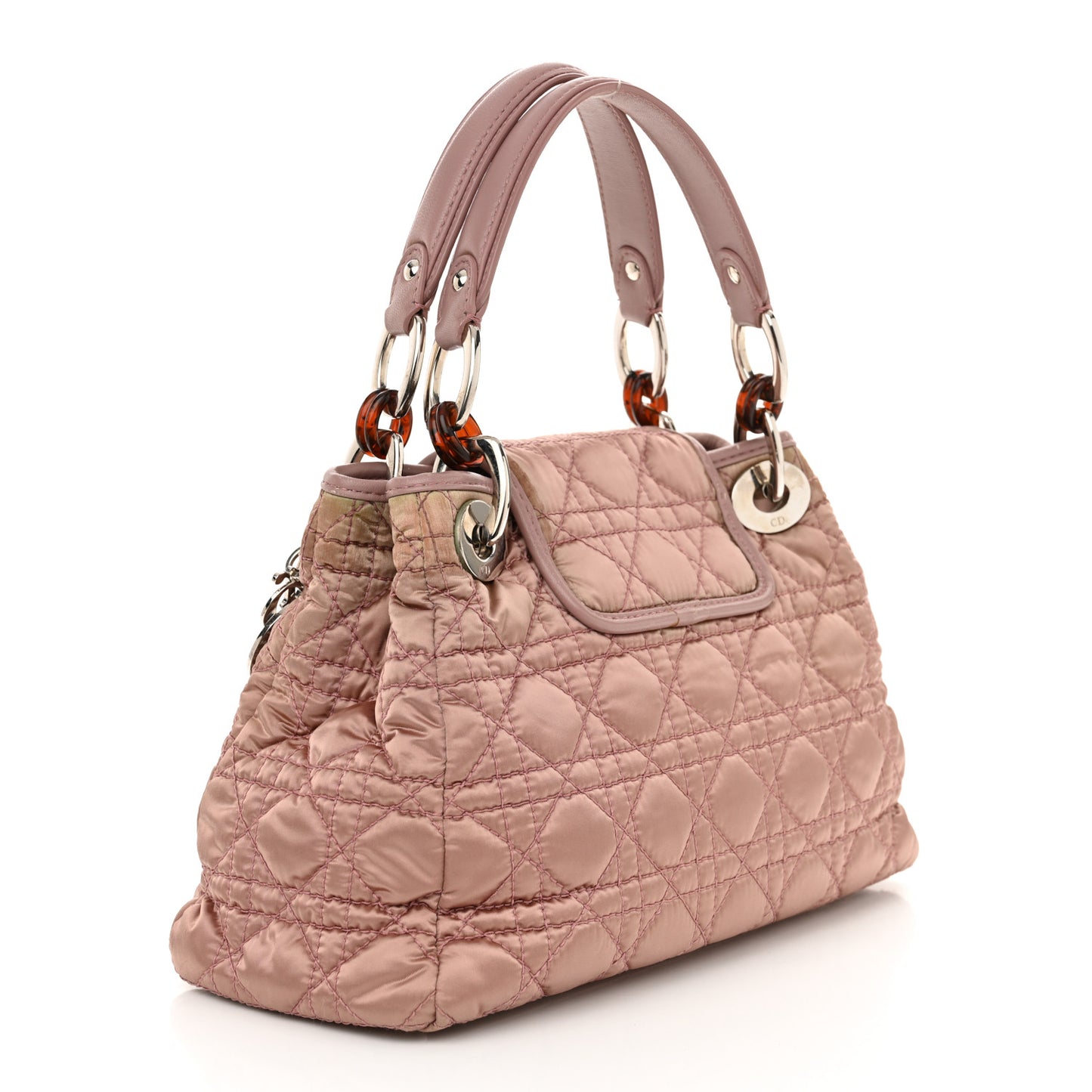 Satin Cannage Charming Small Lock Flap Shoulder Bag Pink
