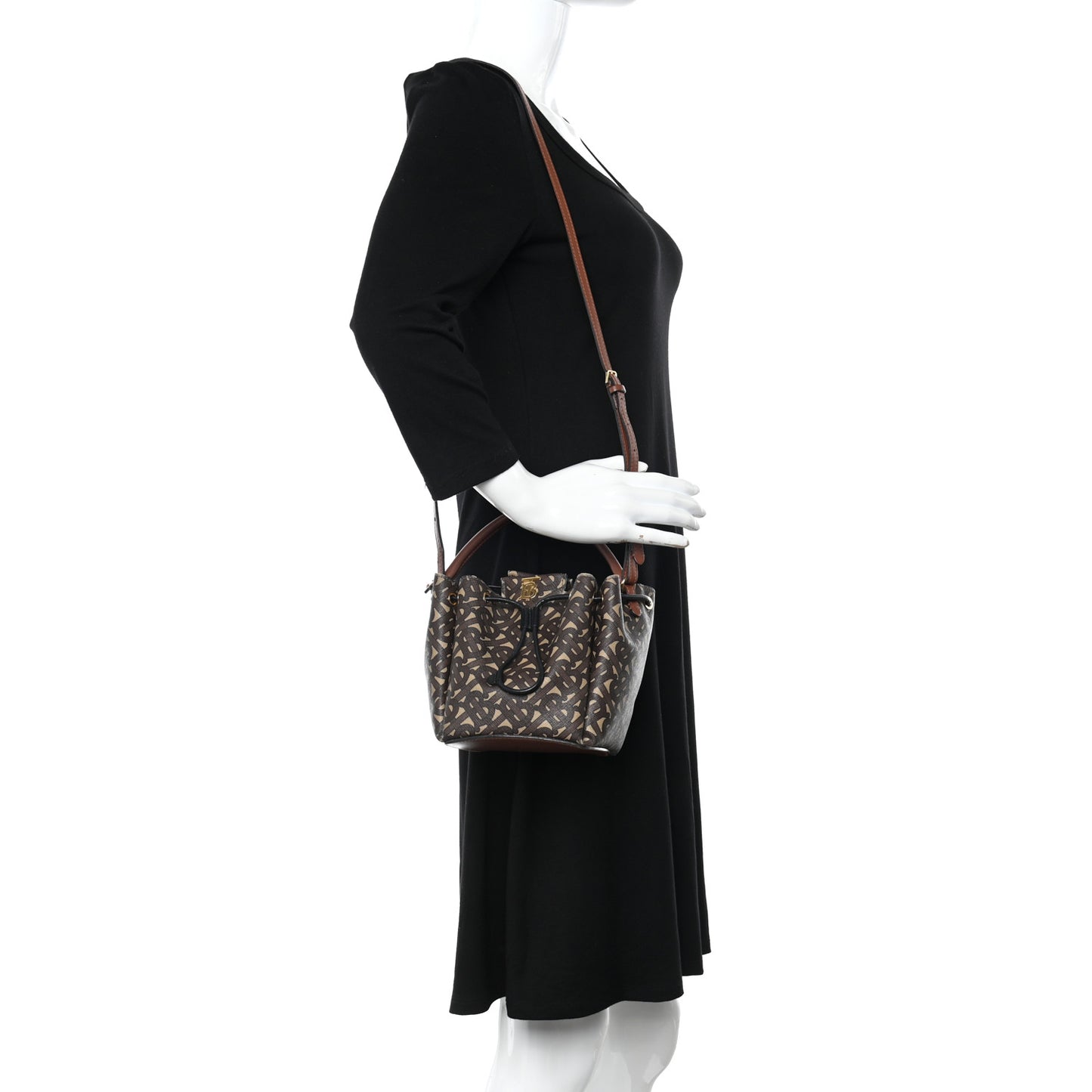 E-canvas Monogram TB Bucket Bag Bridle Brown
