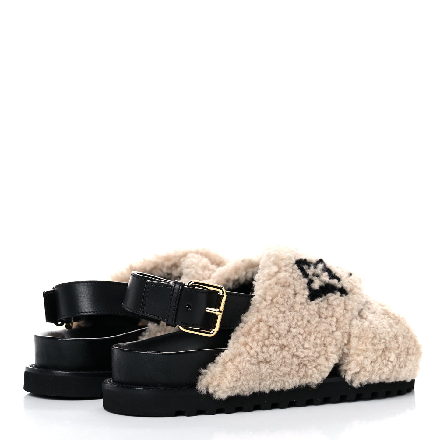 Shearling Paseo Sandals 40 Black