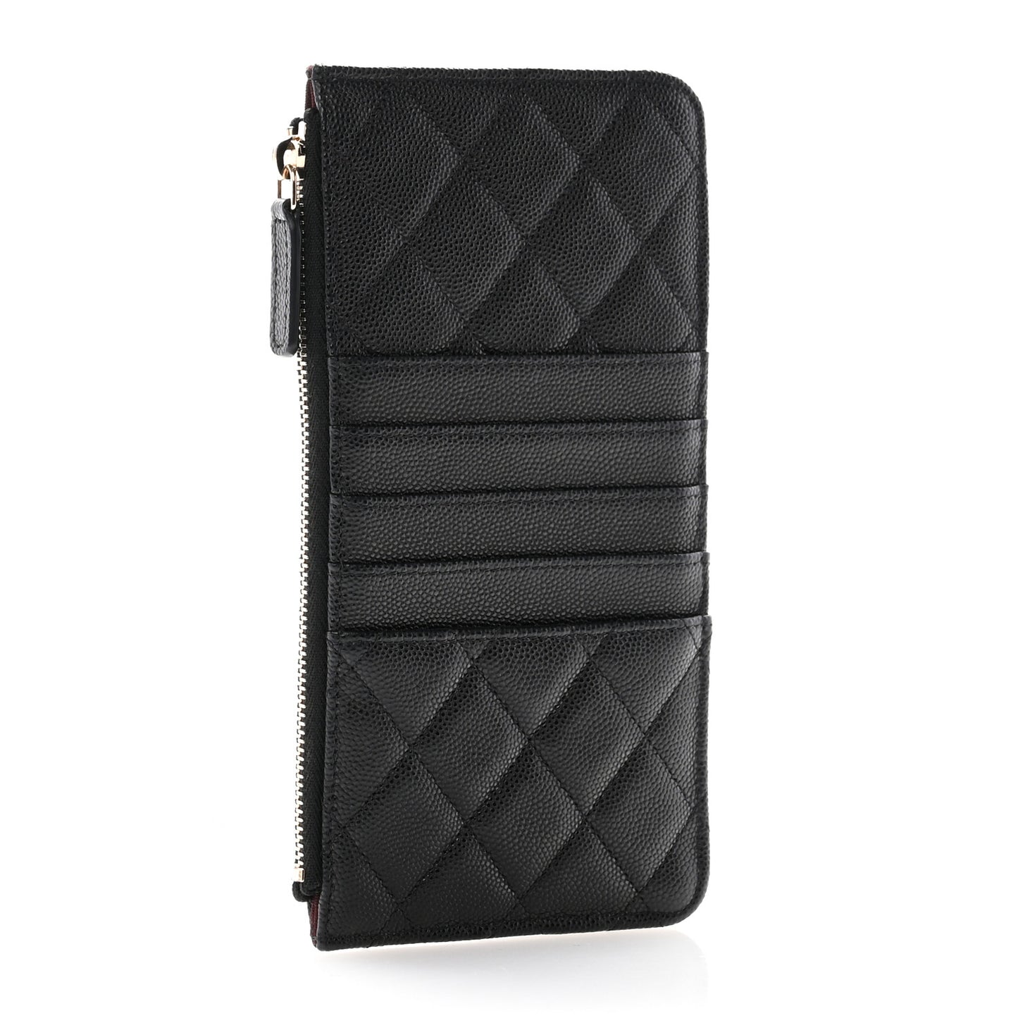 Caviar Quilted Classic Flat Wallet Pouch Black