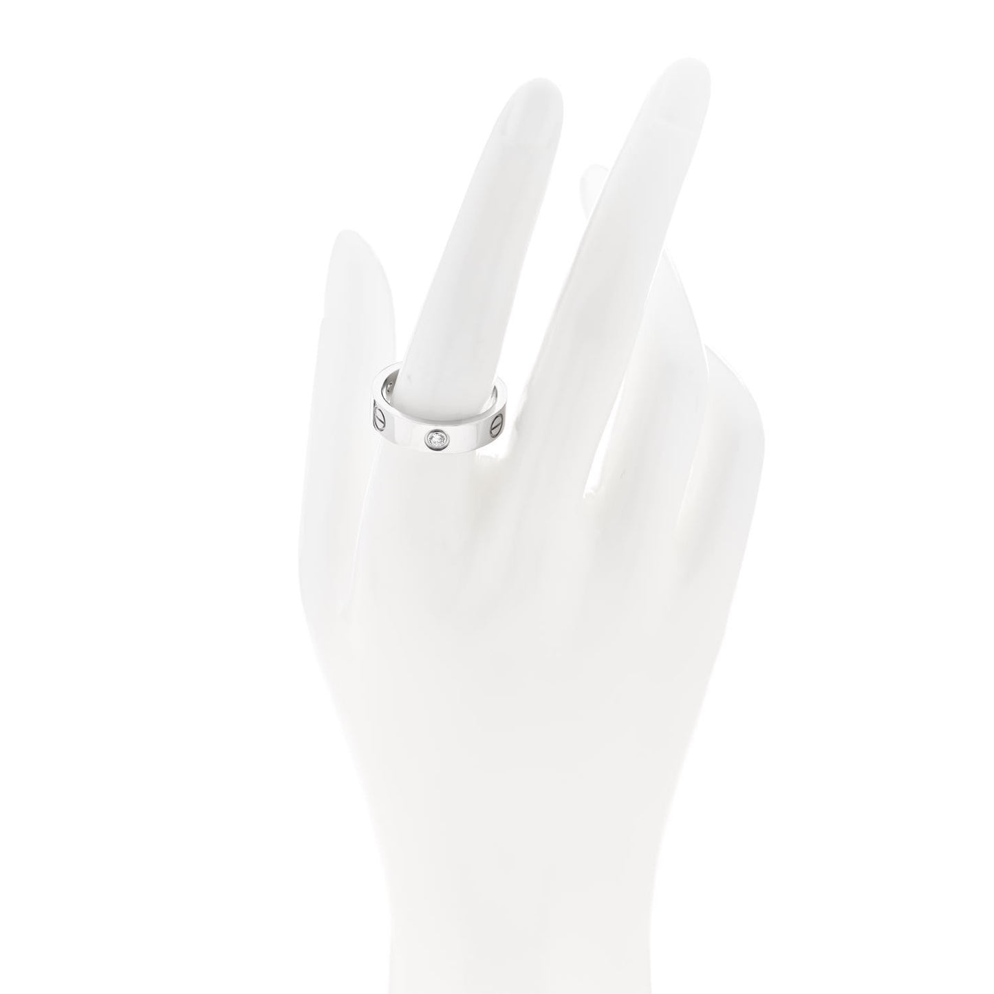 18K White Gold 3 Diamond 5.5mm LOVE Ring 59 8.75