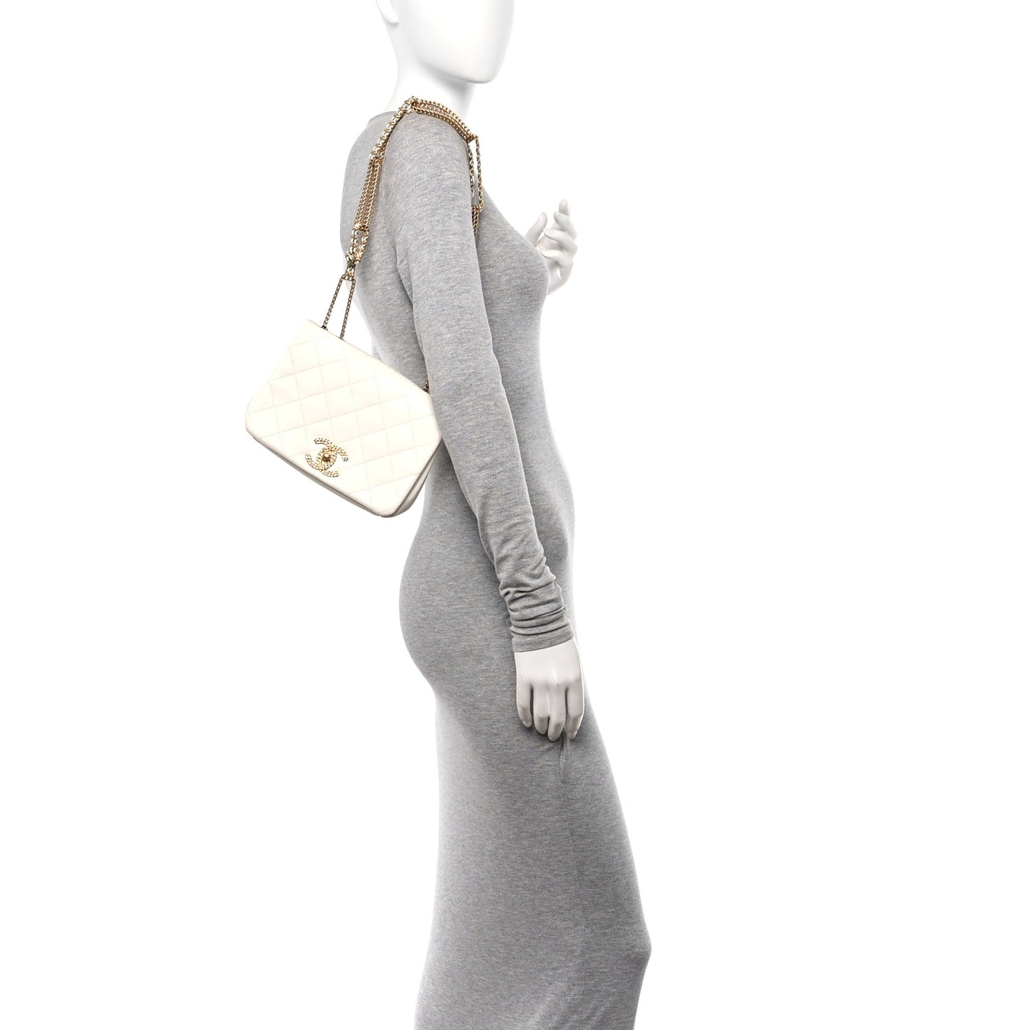 Lambskin Quilted On And On Small Chain Flap White