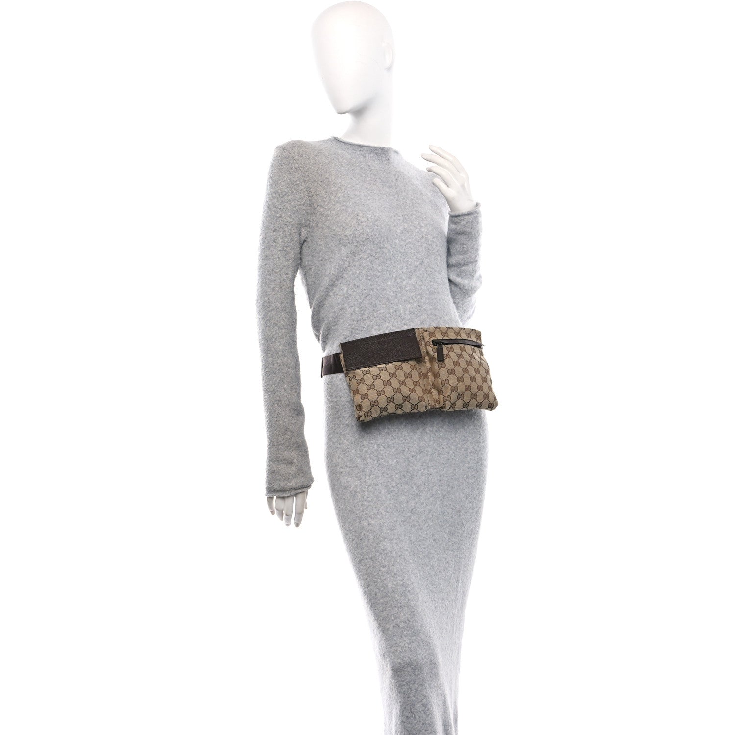 Gucci GG Monogram Double Pocket Belt Bag Dark Brown 2 of 10