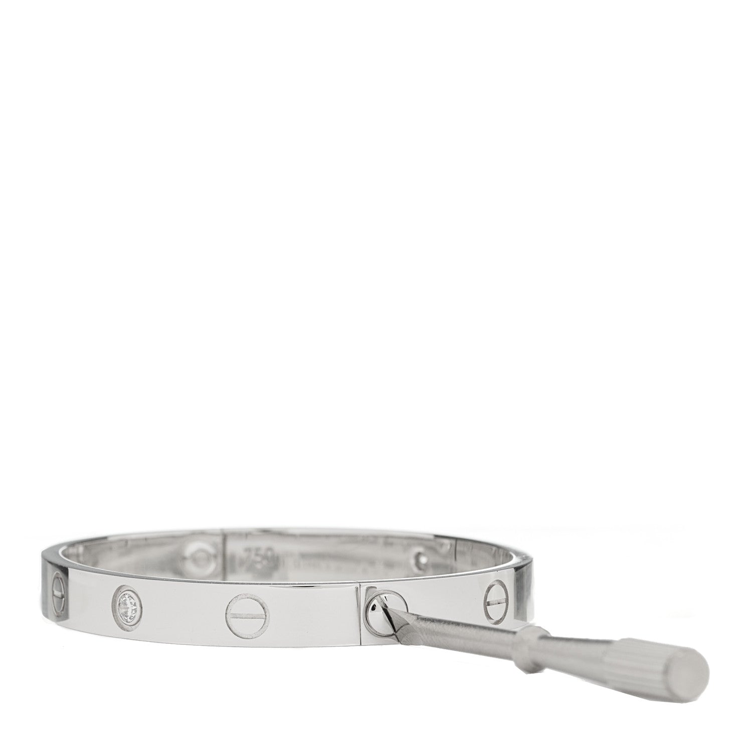 Cartier 18K White Gold 4 Diamond LOVE Bracelet 16 8 of 8